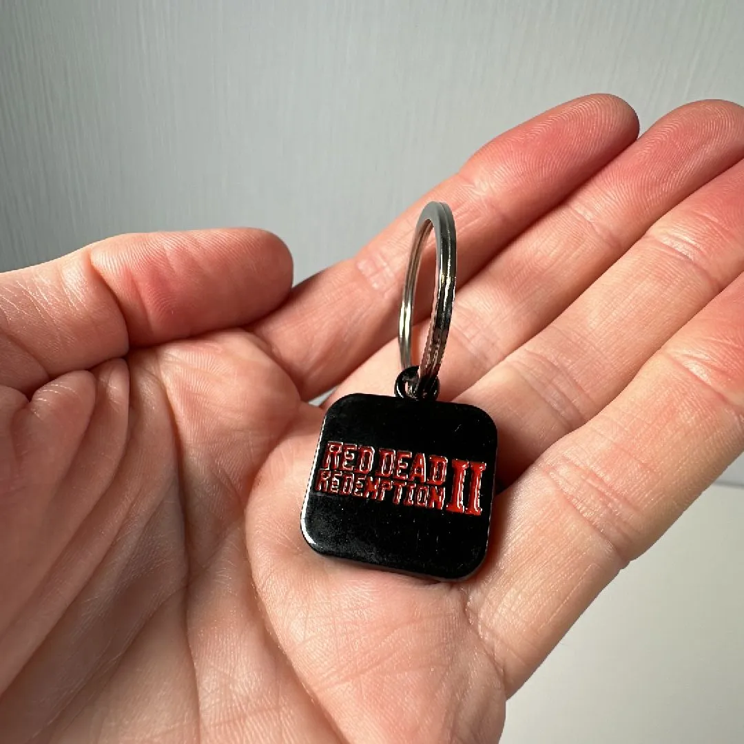 Product image for Red Dead Redemption II Rock Star Logo Metal Keyring Keychain NEW