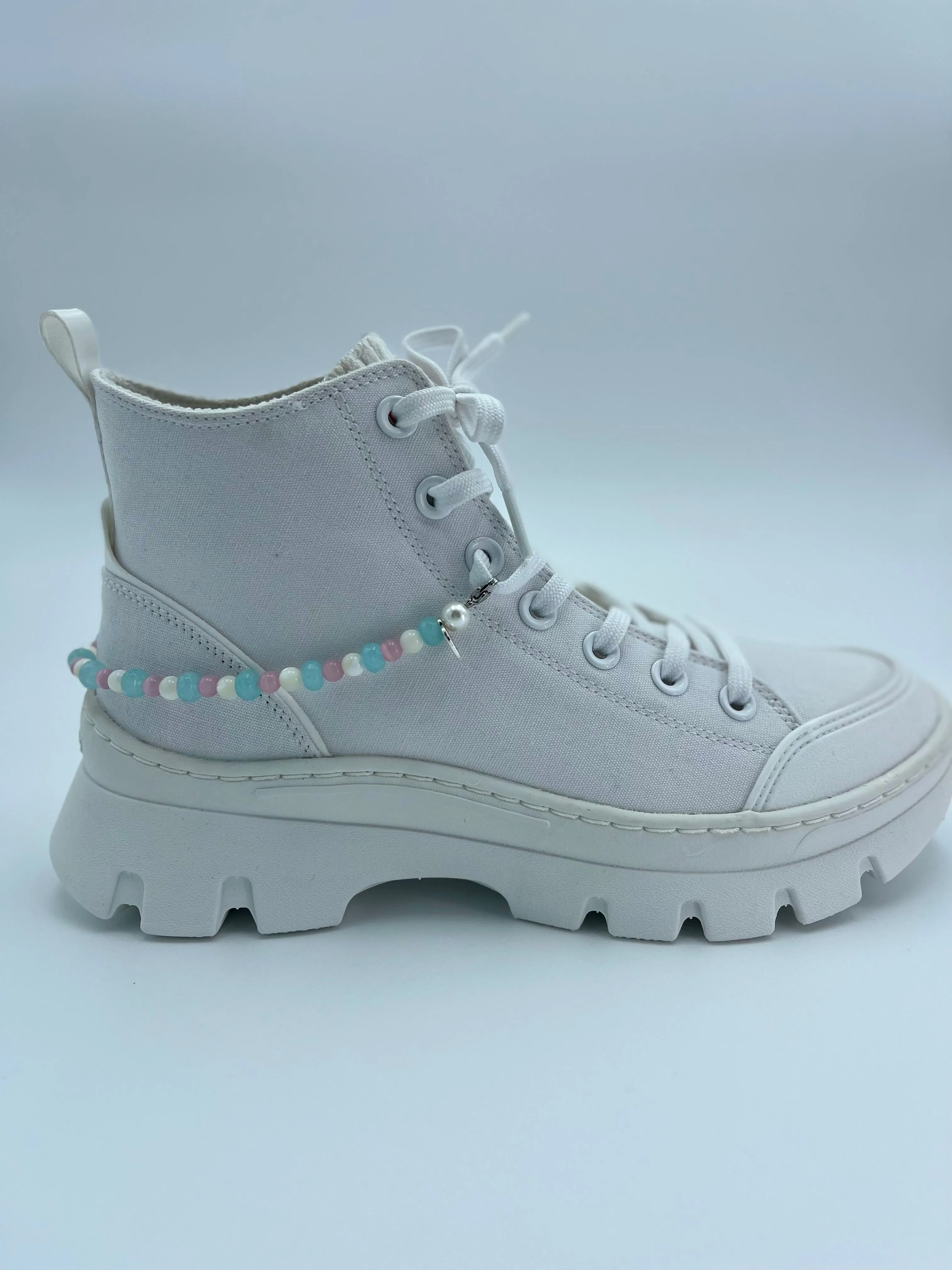 Product image for Women Shoe Boots Sneakers Chain Charm Gemstone Pink Pearl Blue New Accessories