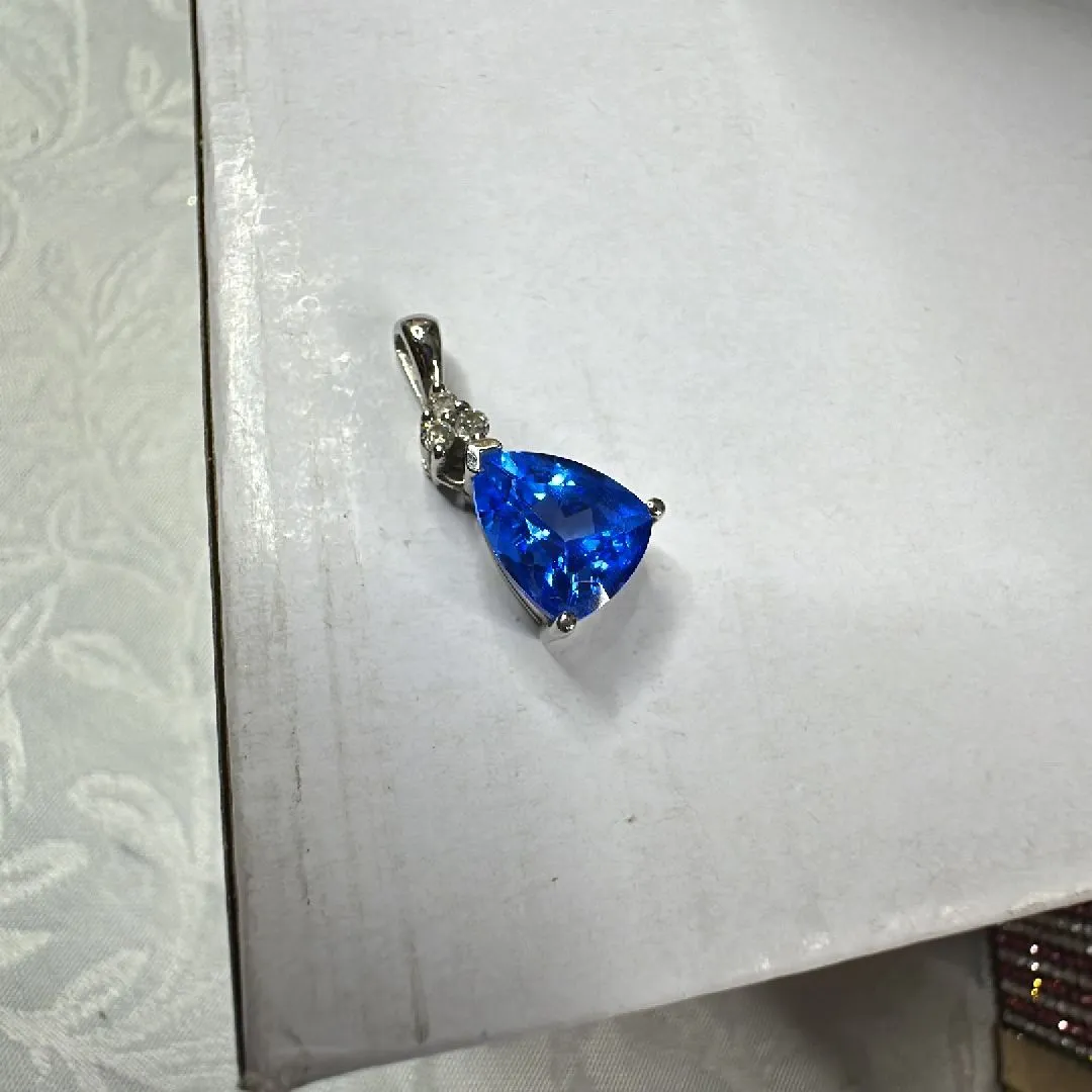Product image for ￼ 14 karat gold, spinel and diamond pendant