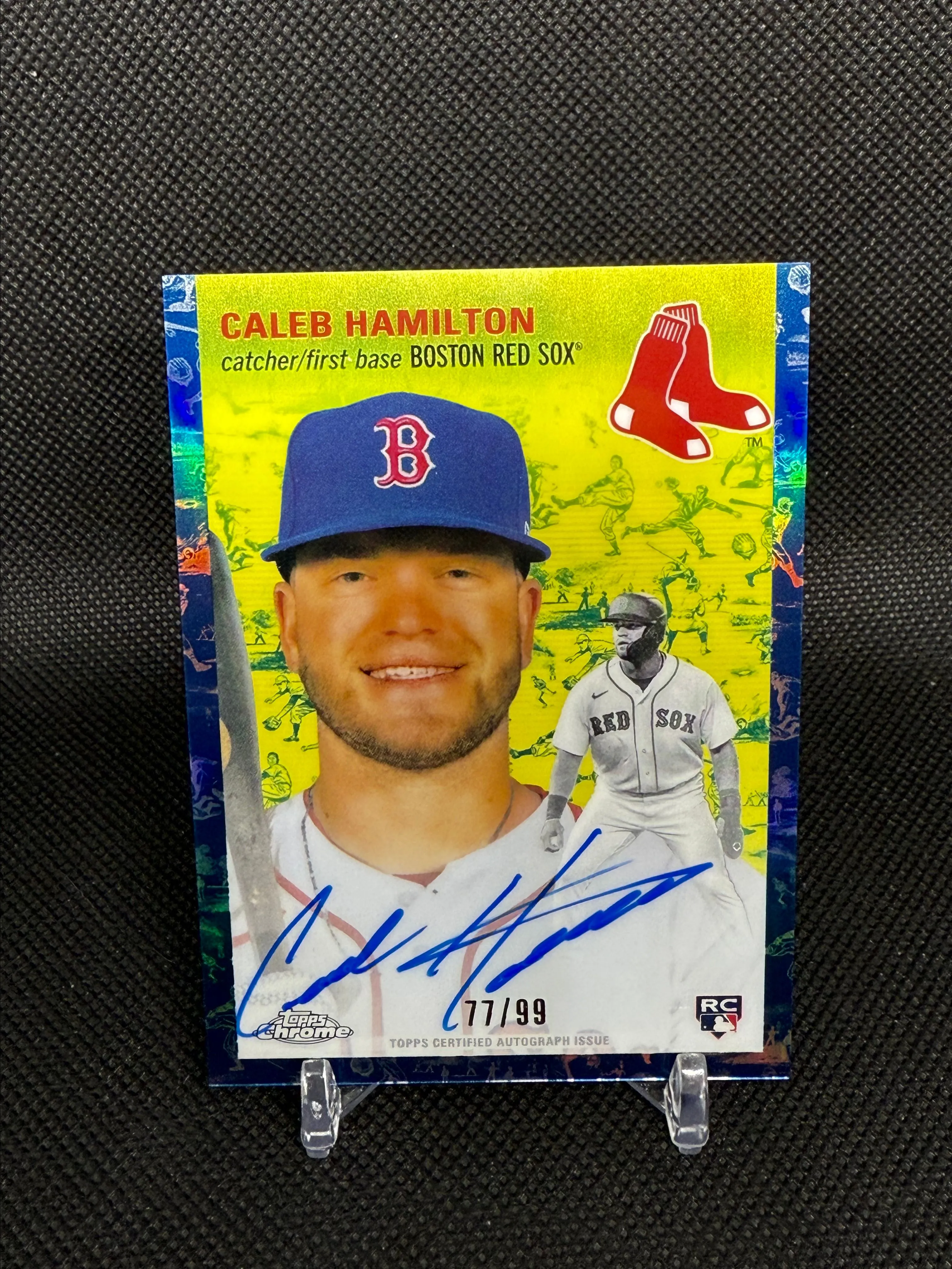 Product image for #11 2023 Topps Chrome Platinum Caleb Hamilton Auto'd Blue Refractor Boston Red Sox