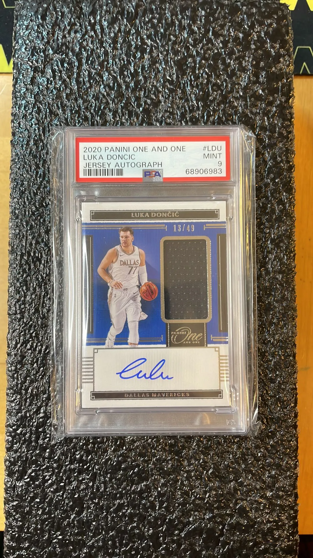 Product image for 2020 Panini One And One Jersey Autographs Luka Doncic LDU Jersey Autograph PSA MINT 9