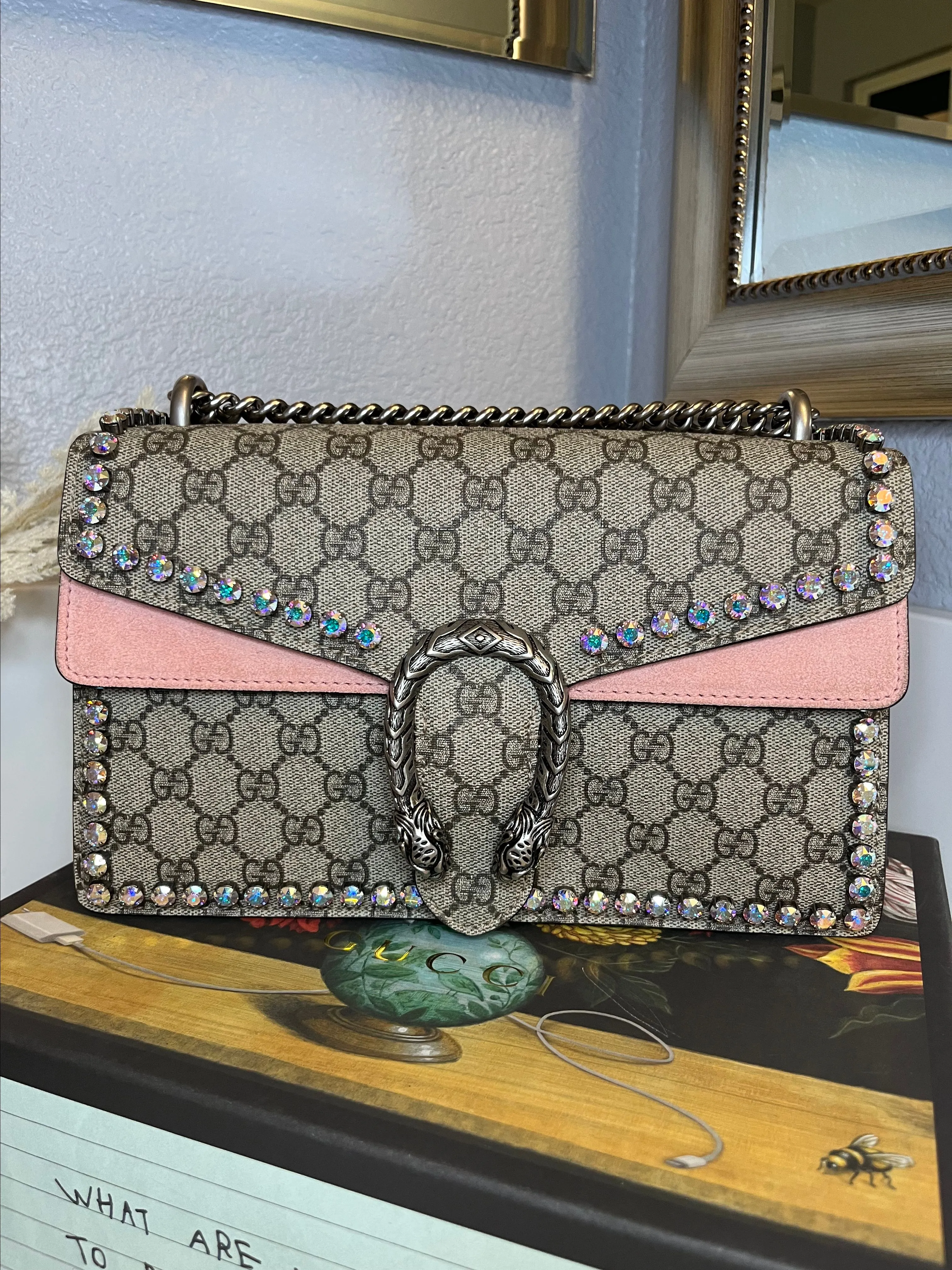 Product image for GUCCI DIONYSUS GG SUPREME CRYSTAL SHOULDER BAG