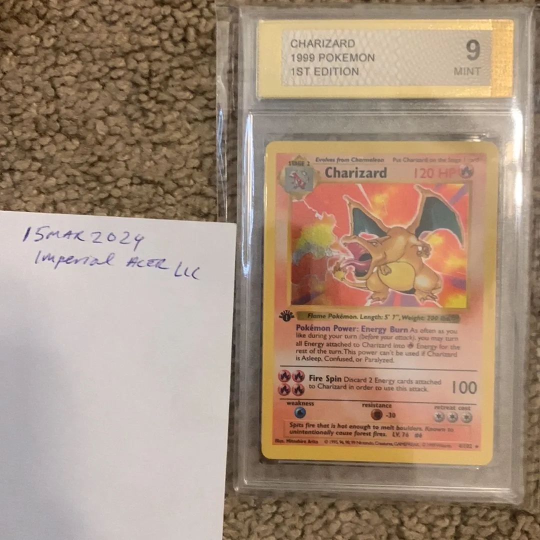 Product image for Charizard 1st Edition 1999 MINT 9 Shadowless
