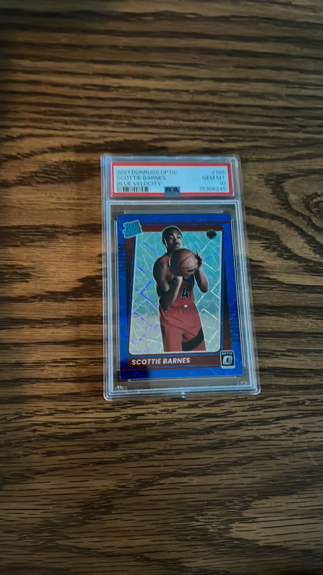 Product image for 2021 Panini Donruss Optic Scottie Barnes 186 Blue Velocity PSA GEM MT 10