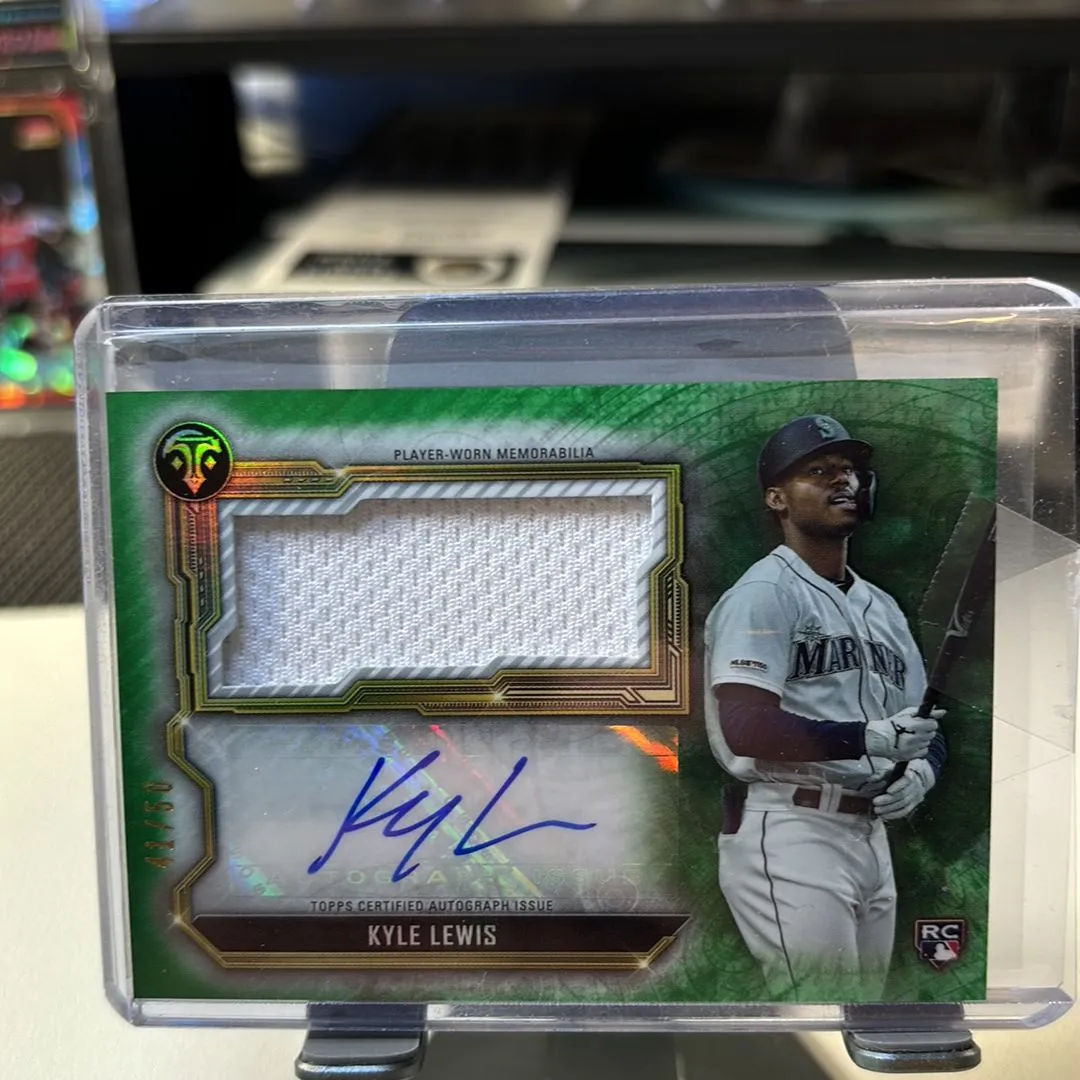 Product image for 2020 Topps Triple Threads Kyle Lewis RC Patch AUTO #/50