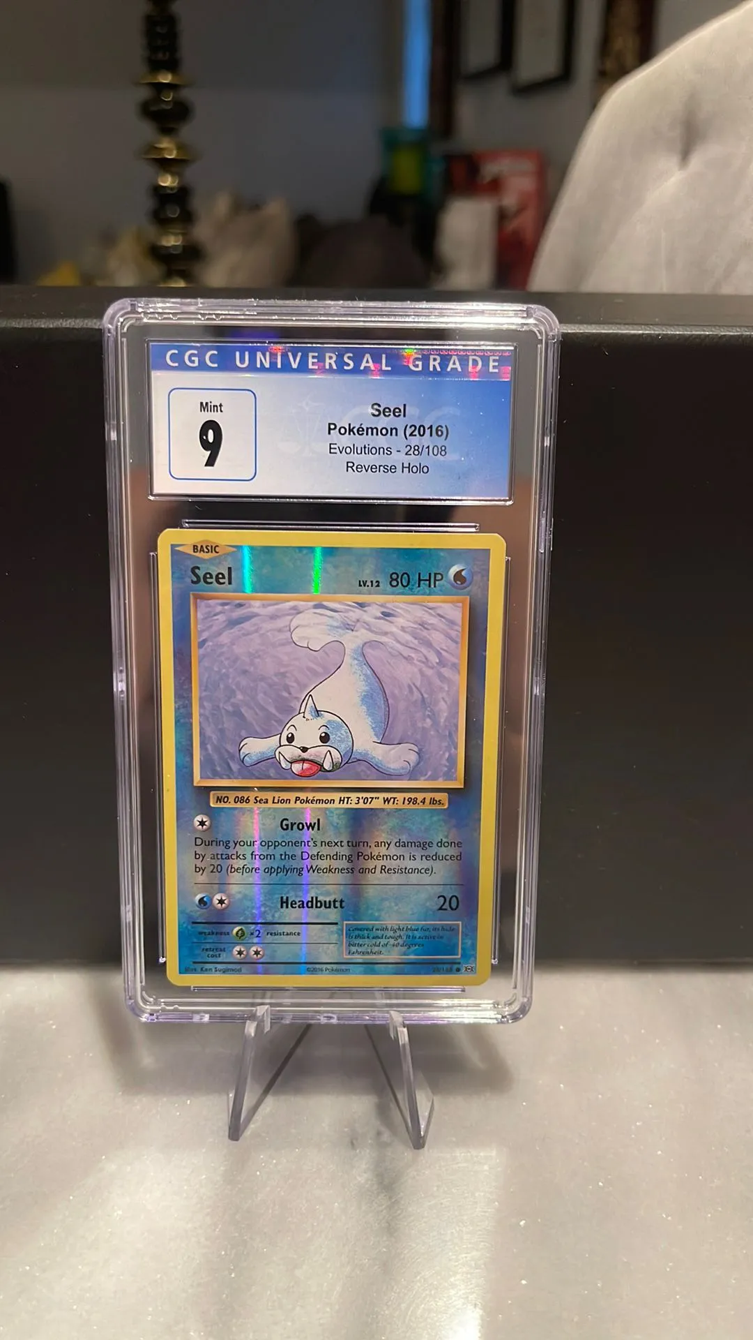 Product image for Seel CGC 9 Mint Pokemon 2016 Evolutions 28/108 Reverse Holo