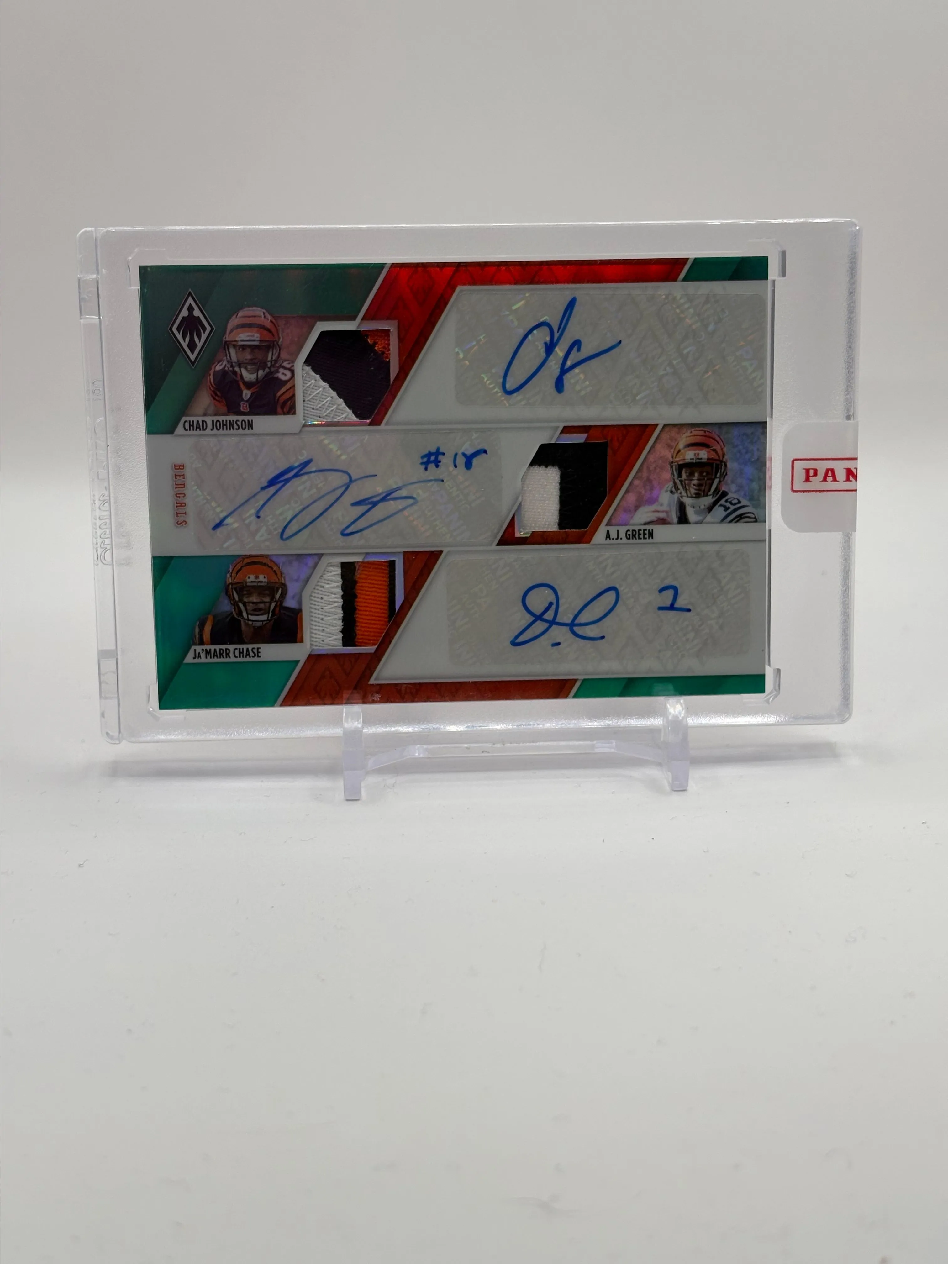 Product image for 2021 Phoenix Ja'Marr Chase RC Chad Johnson AJ Green Triple Patch Auto  #/10