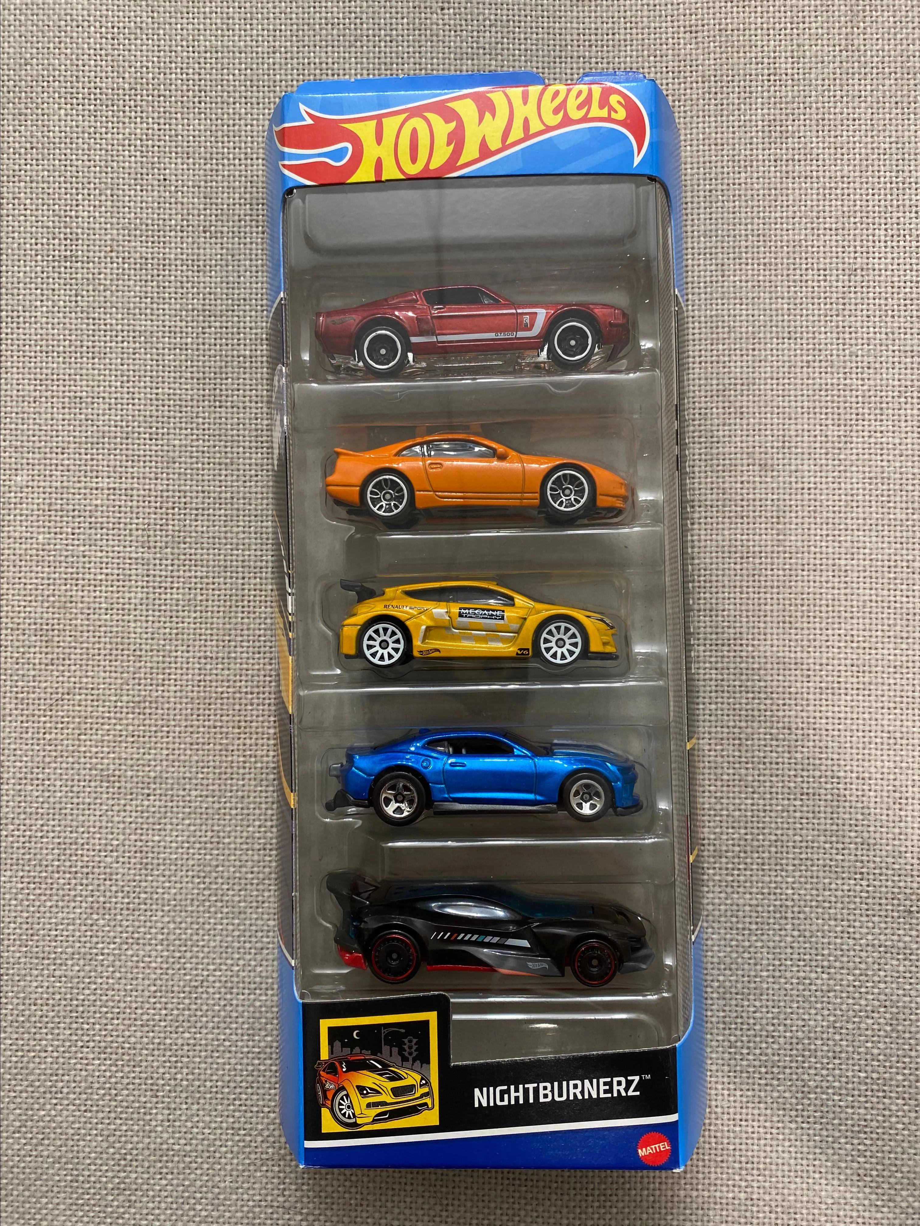 Product image for Hot Wheels 2023 Nightburnerz 5 pack GT500, 300ZX, Megane & COPO Camaro