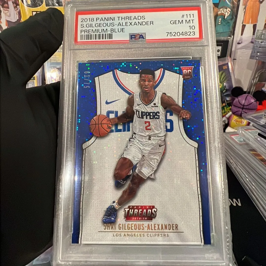 Product image for 2018 Panini Threads S.Gilgeous-Alexander 111 Premium-Blue PSA GEM MT 10