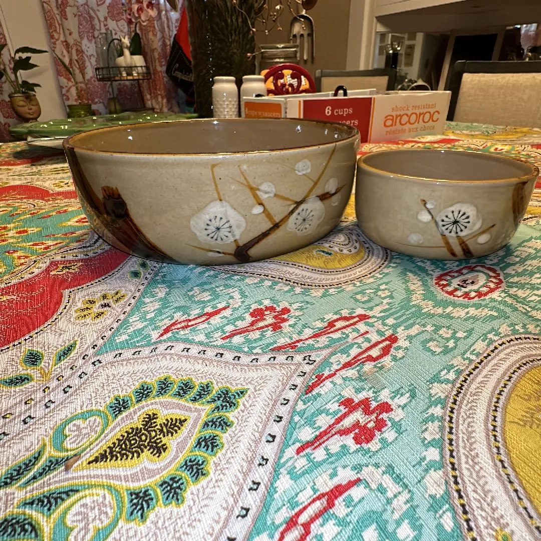 Product image for Vintage Pottery Chip and Dip Bowl Set