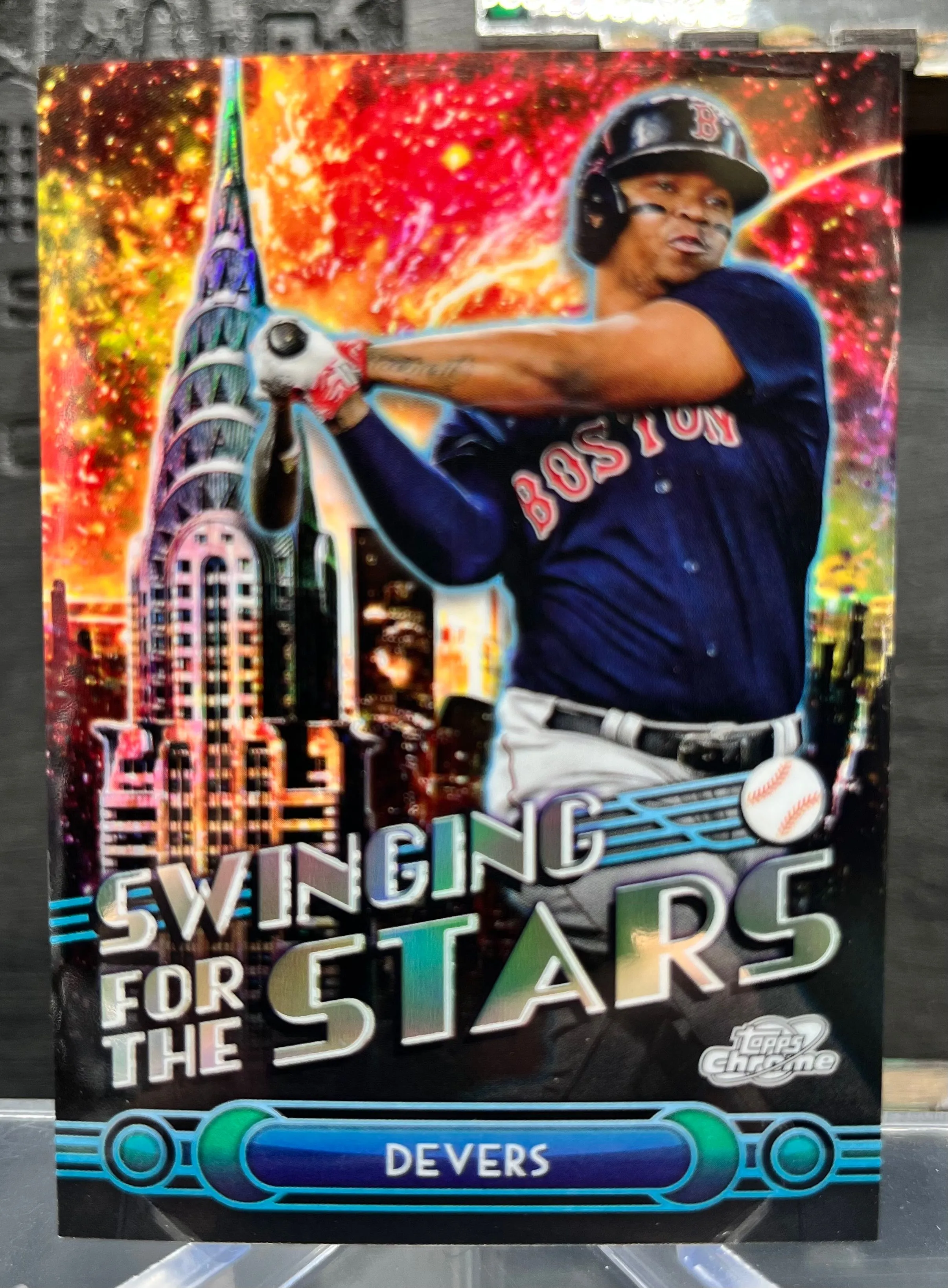 Product image for Rafael Devers Topps Chrome Swinging for the Stars SP