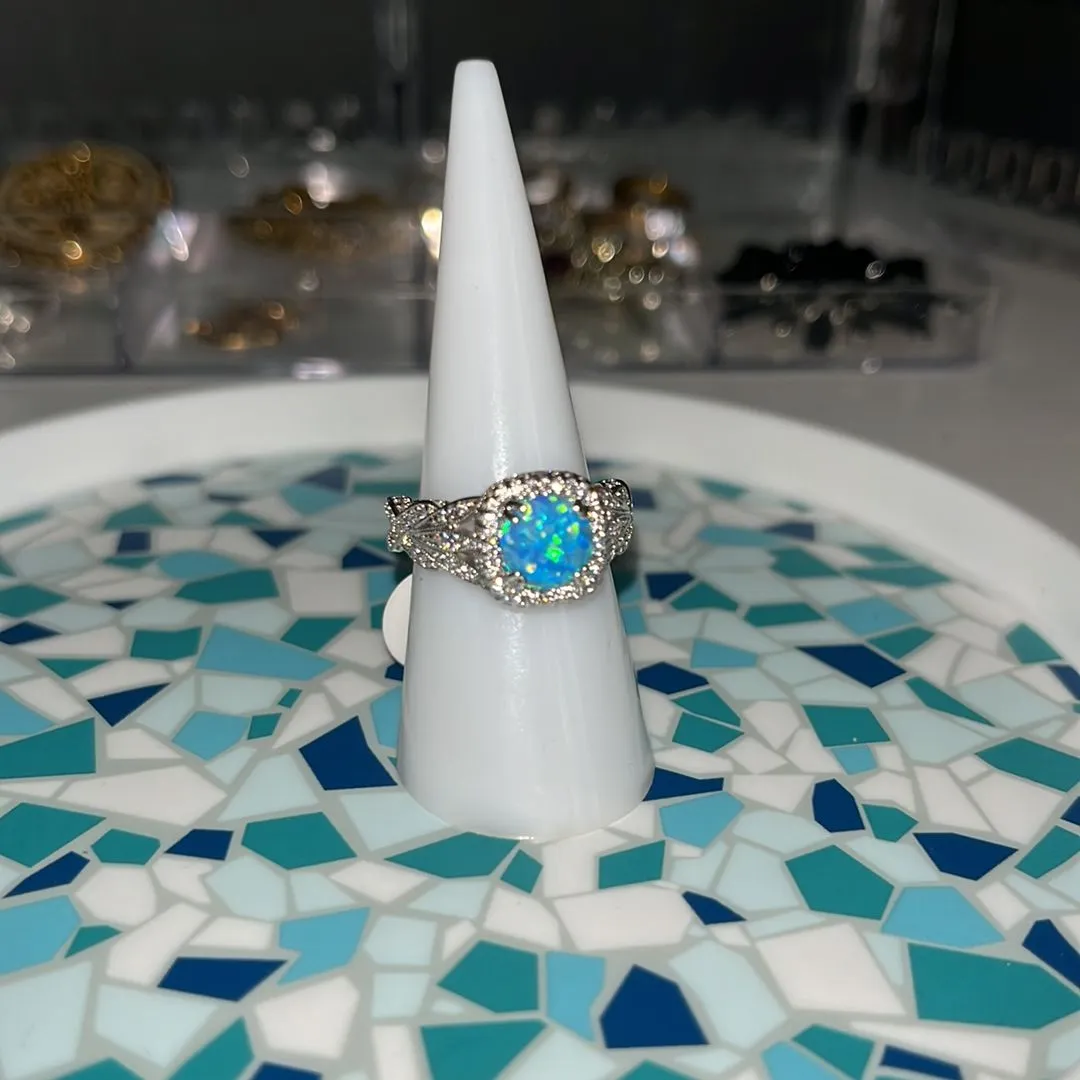 Product image for Rhodium Opal and White Topaz Ring