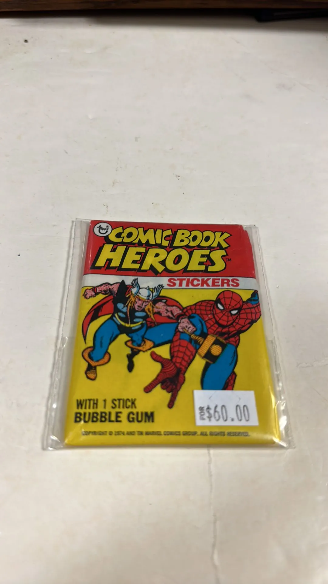 Product image for Comic book heroes stickers, 1974 topps 1 sealed pack