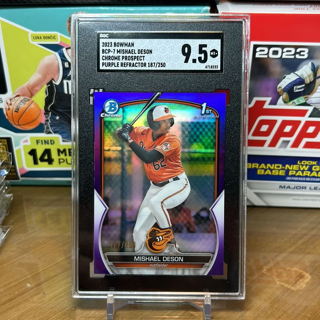 Product image for 2023 Bowman Mishael Deson SGC Chr. Pros., Purple Ref. 9.5