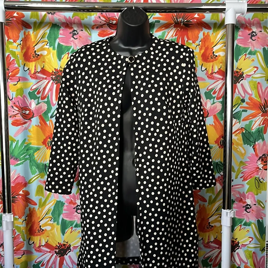 Product image for Black and white polkadot, vintage jacket with beautiful button enclosure
