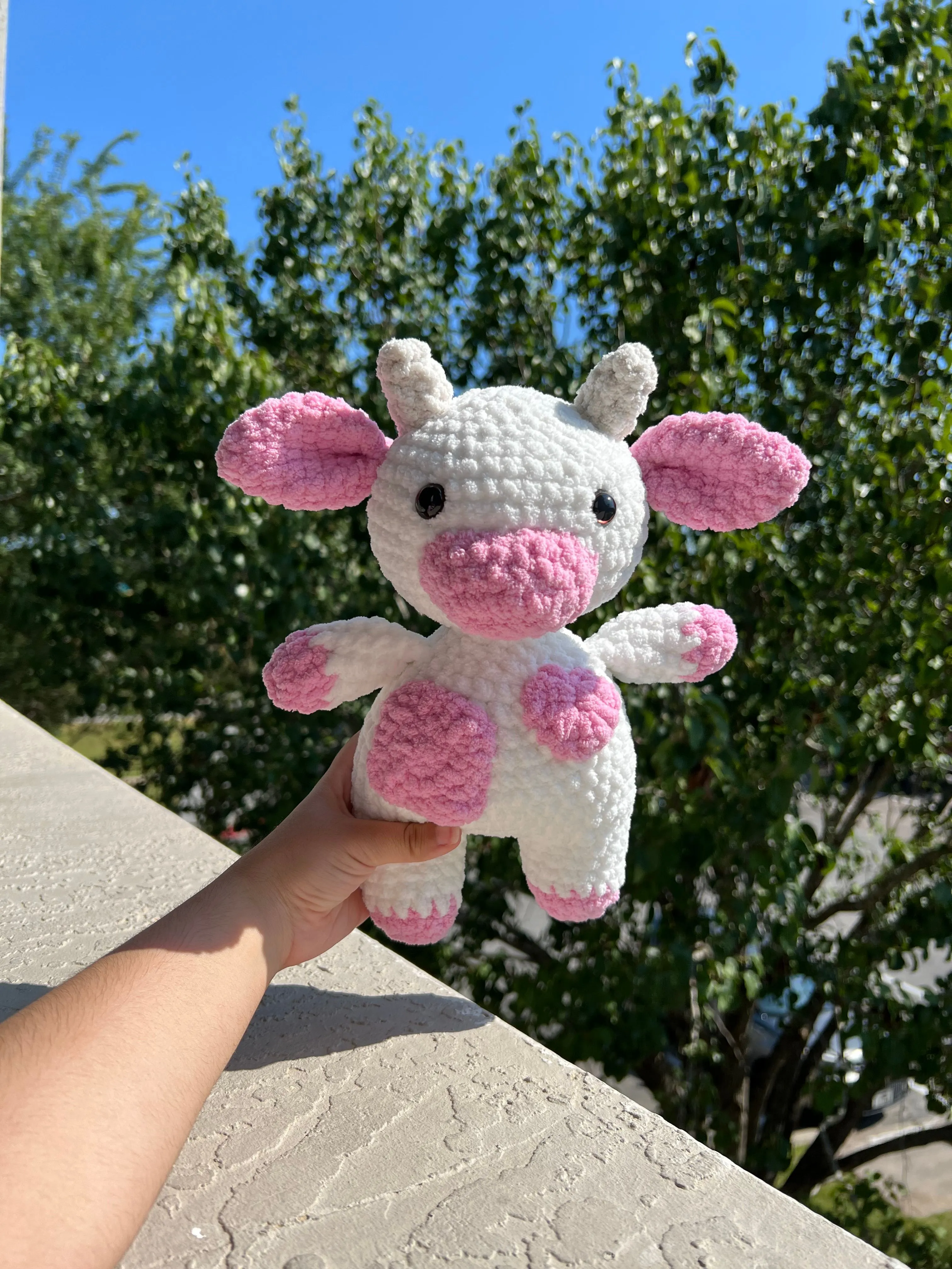 Product image for White and pink Amigurumi Crochet Cow