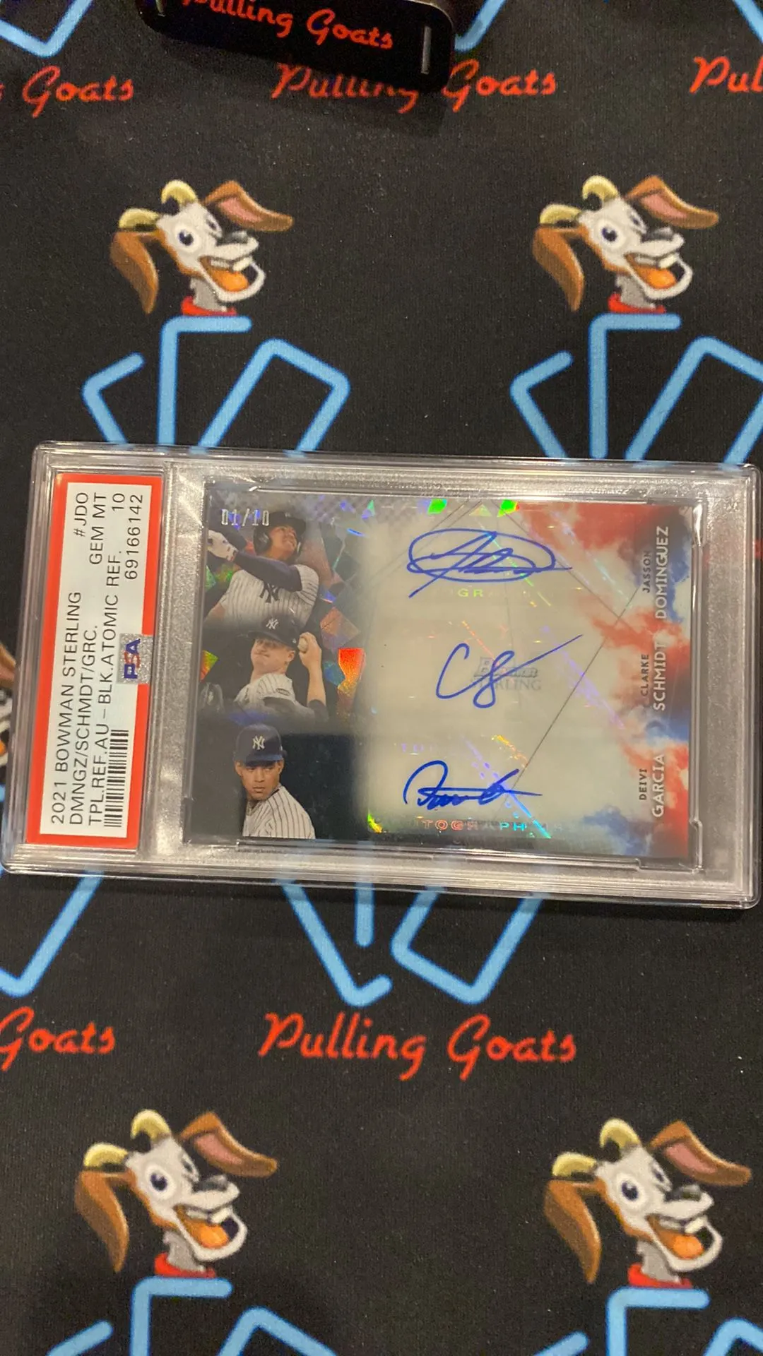Product image for 2021 Bowman Sterling Triple Refractor Autographs Dmngz/Schmdt/Grc. JDO Tpl.Ref.Au-Blk.Atomic Ref. PS