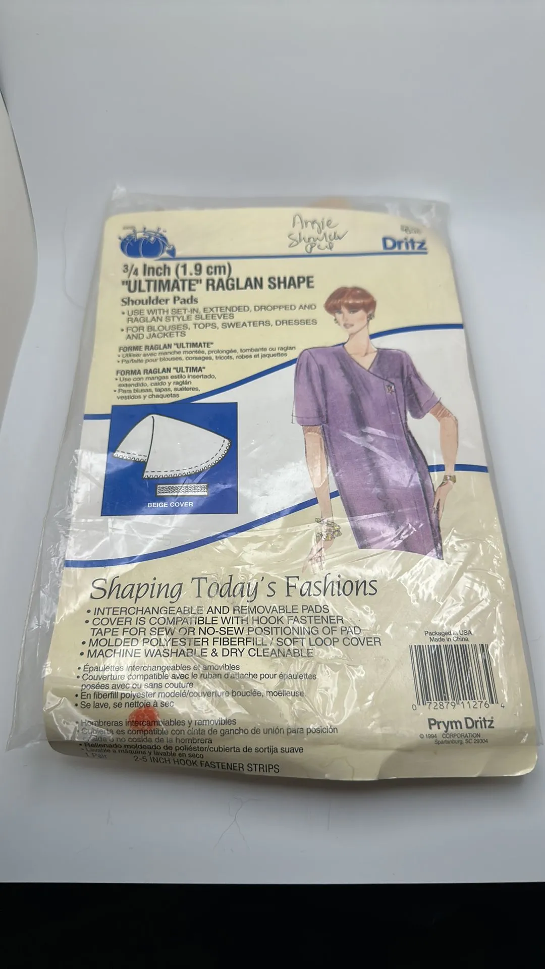 Product image for Raglan shape vintage shoulder pad insert