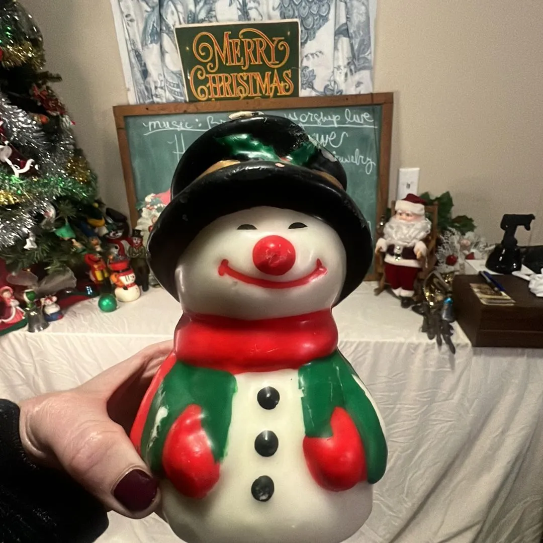 Product image for Black hat snowman candle
