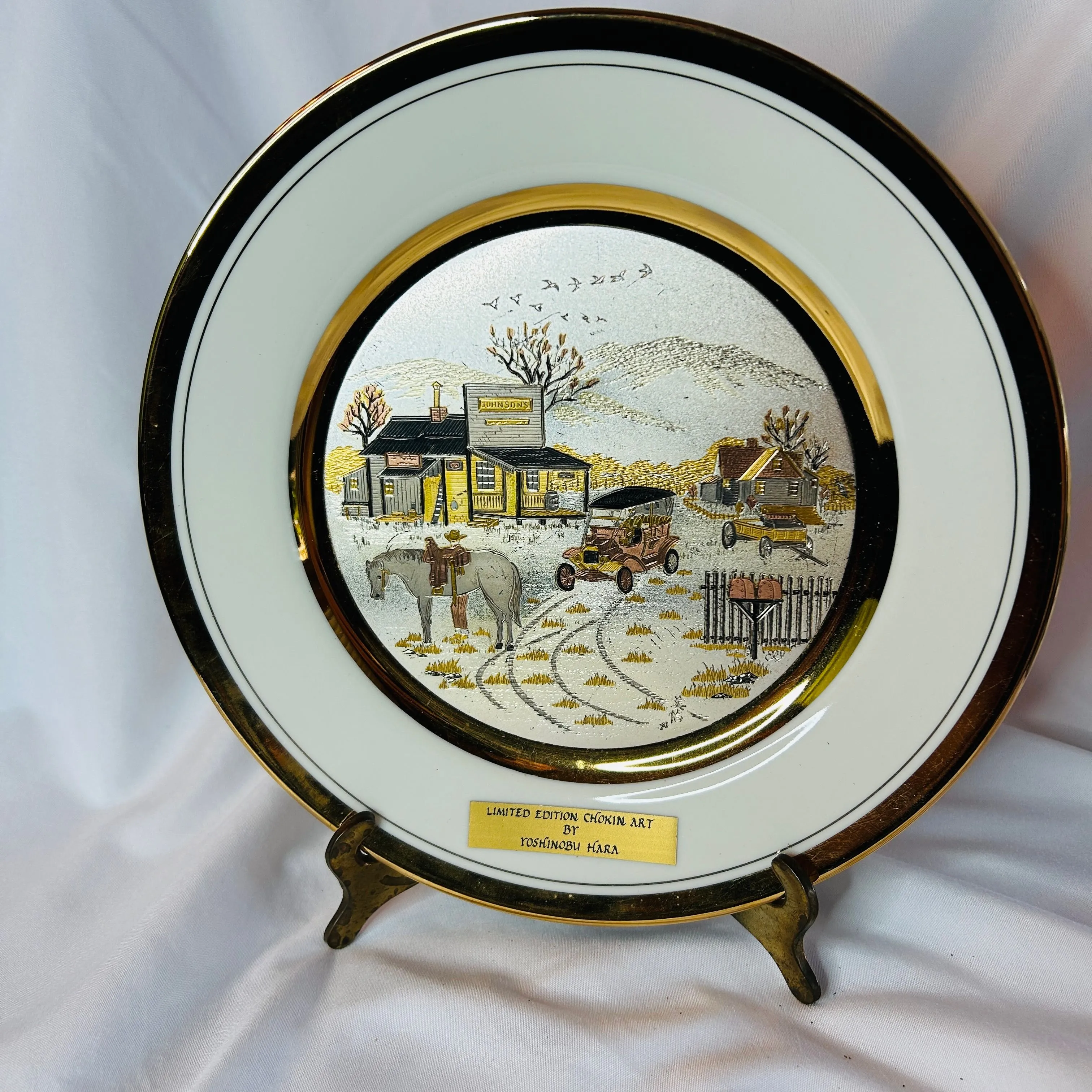 Product image for Chokin Art 24k Gold 9 Inch Plate General Store W Stand