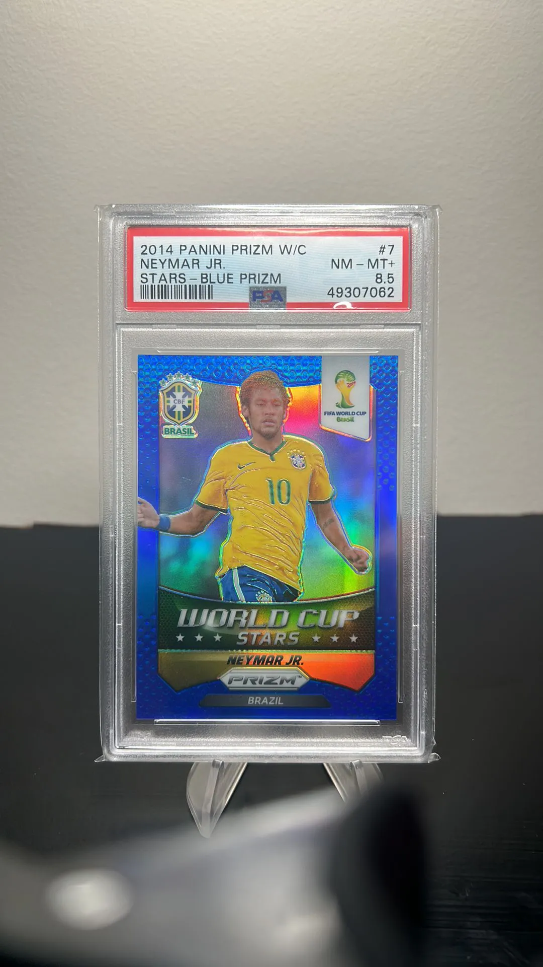 Product image for 2014 Panini Prizm World Cup Stars Neymar Jr. Stars-Blue Prizm PSA NM-MT+ 8.5