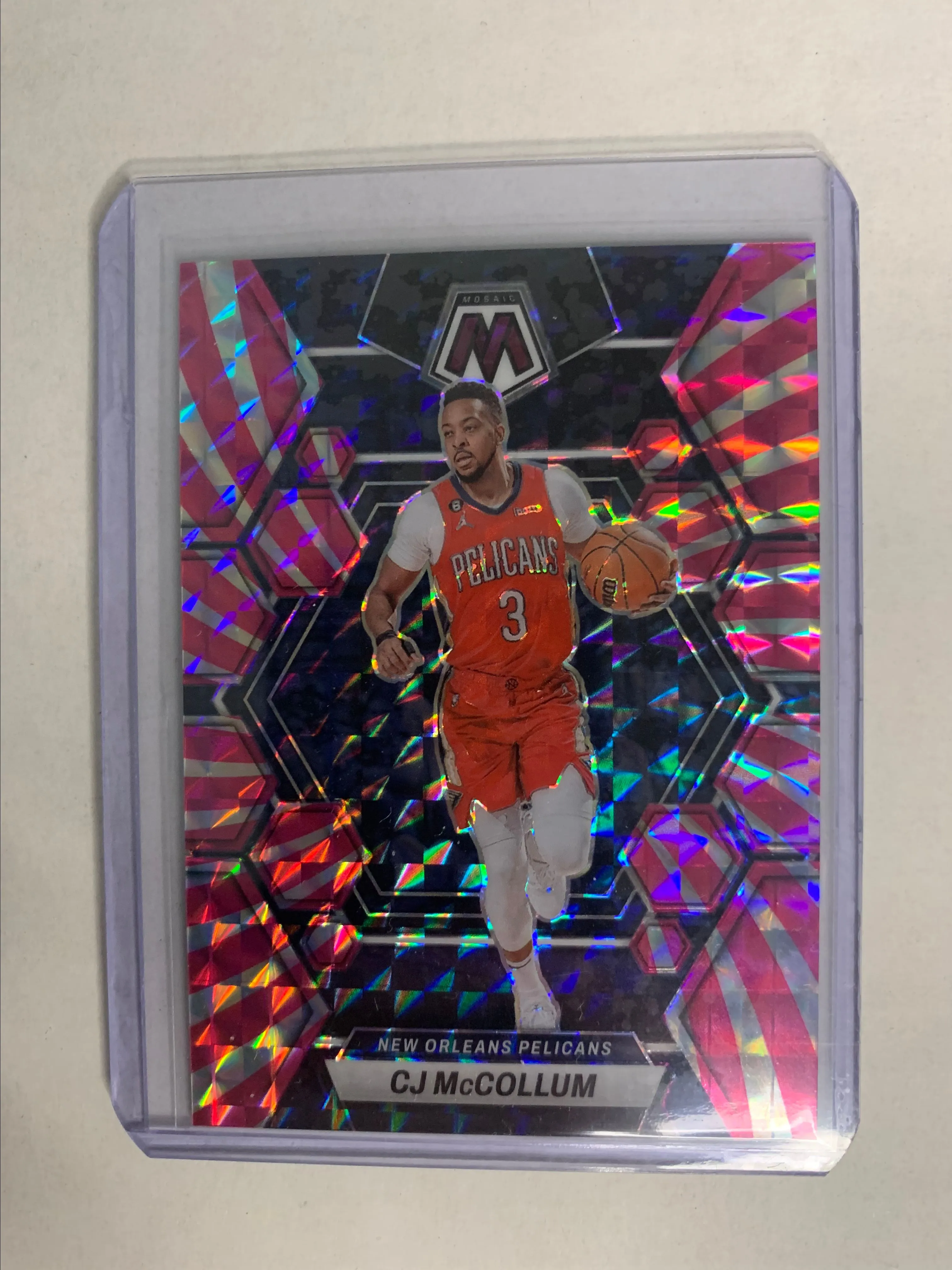 Product image for 2022-2023 Mosaic CJ McCollum 8/20 Pink Swirl Mosaic