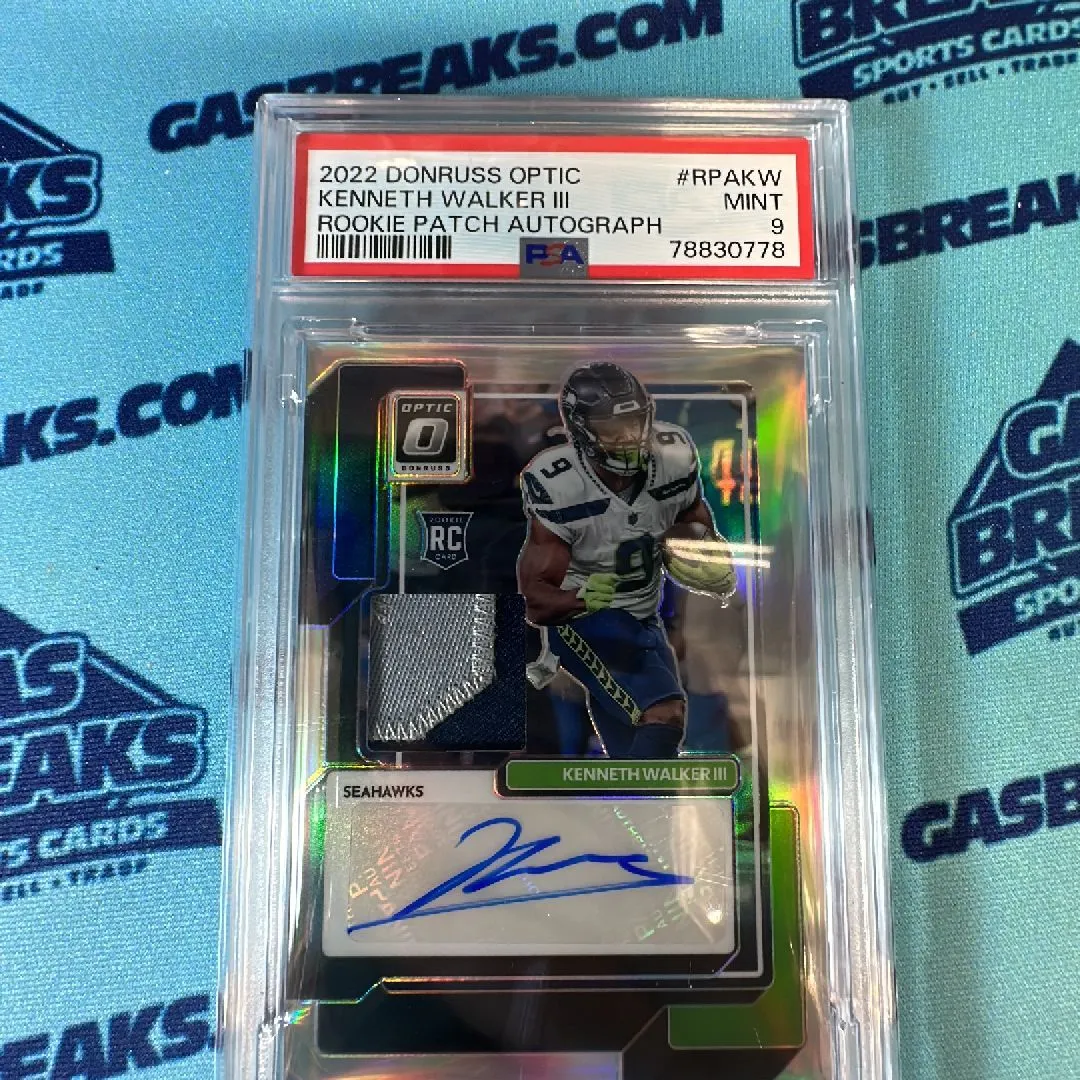 Product image for 2022 Panini Donruss Optic Rookie Patch Autographs Kenneth Walker Iii RPAKW Rookie Patch Autograph PS
