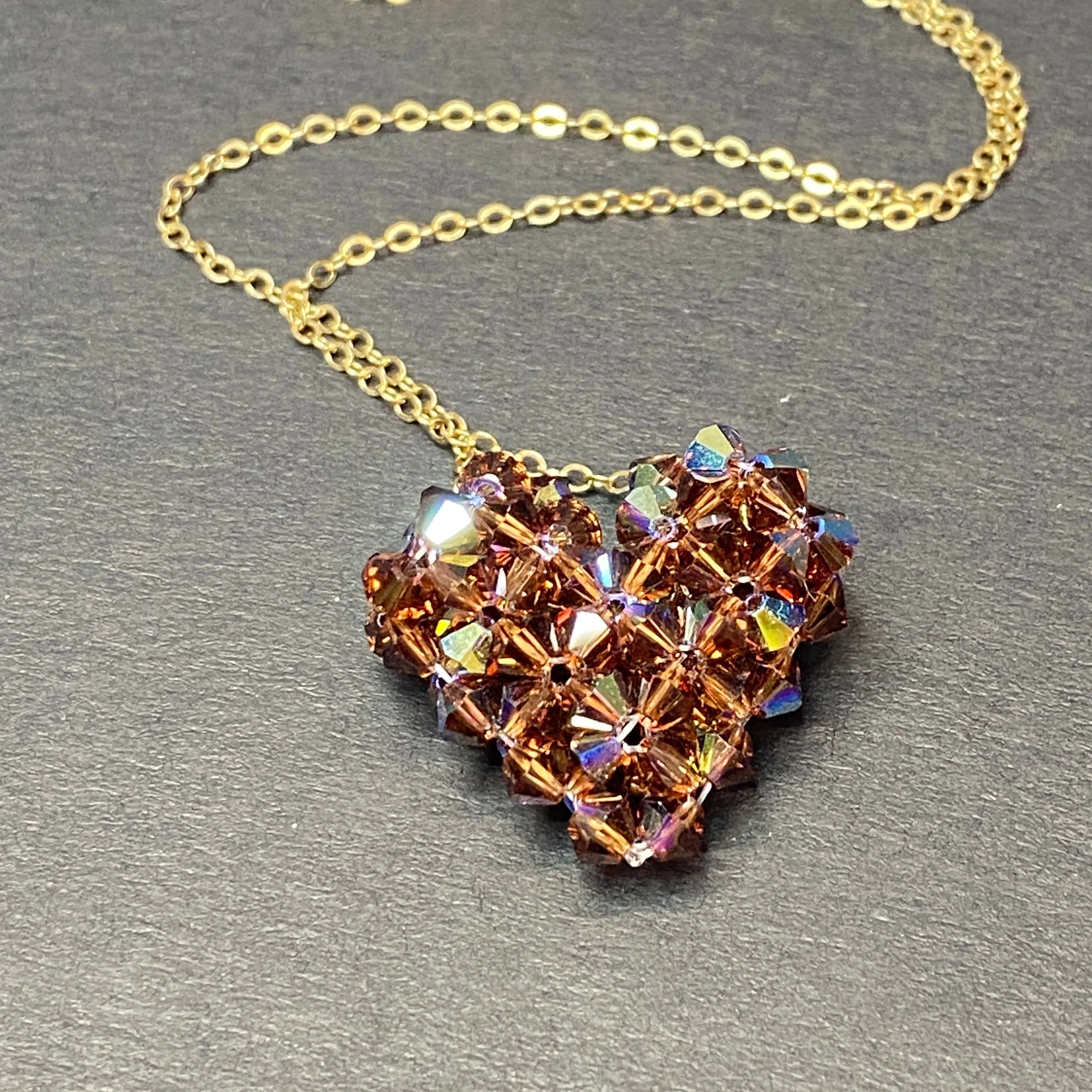 Product image for A117 Sassy Sterling Silver 925 Beaded Puffy Heart Necklace