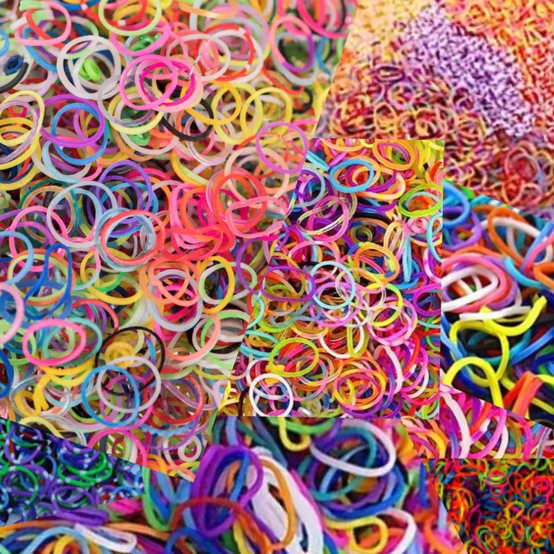 Product image for OVER 180,000 PIECES - ASSORTED RAINBOW 🌈 LOOM PLASTIC BANDS +