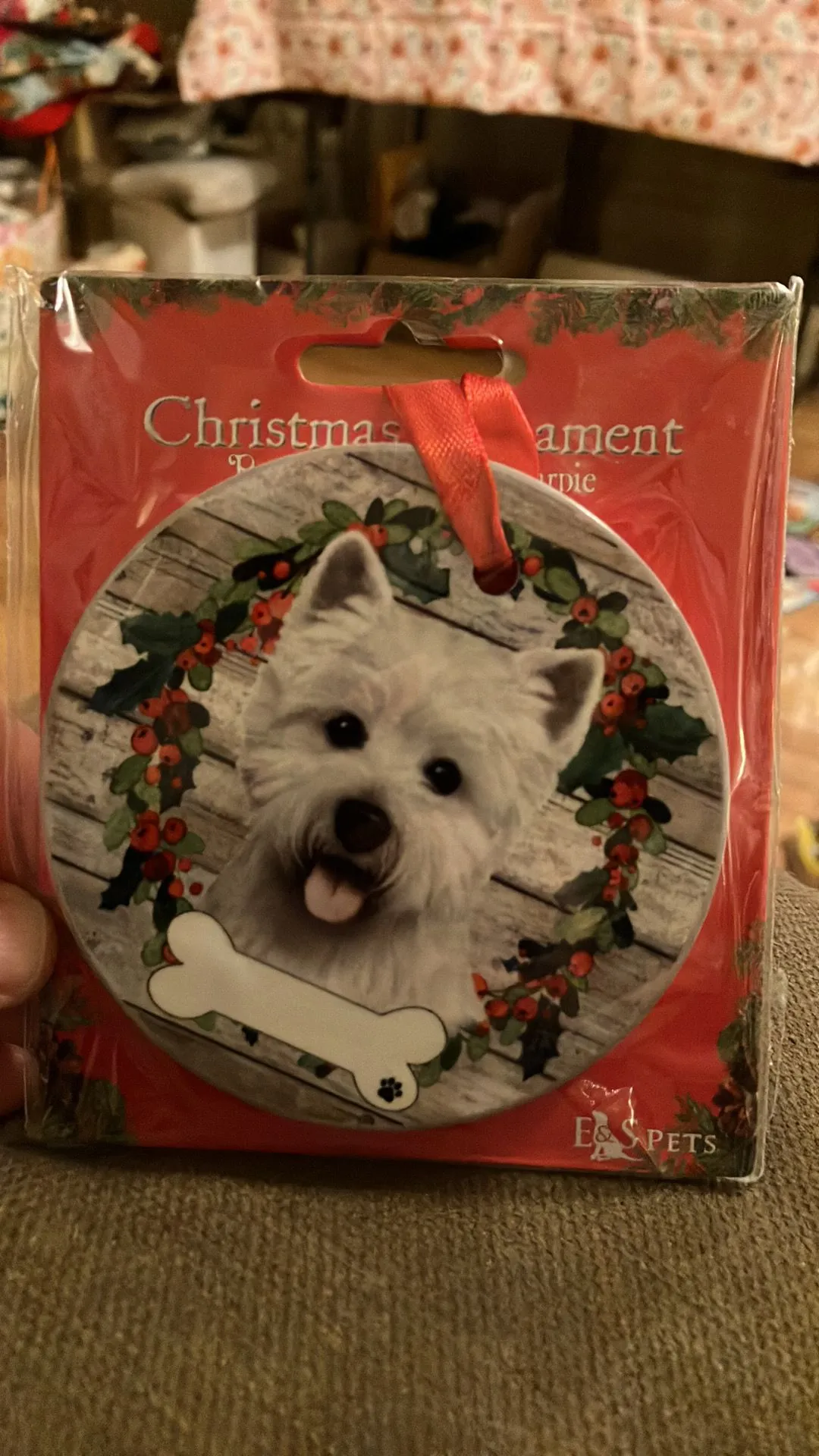Product image for Westie Christmas ornament;