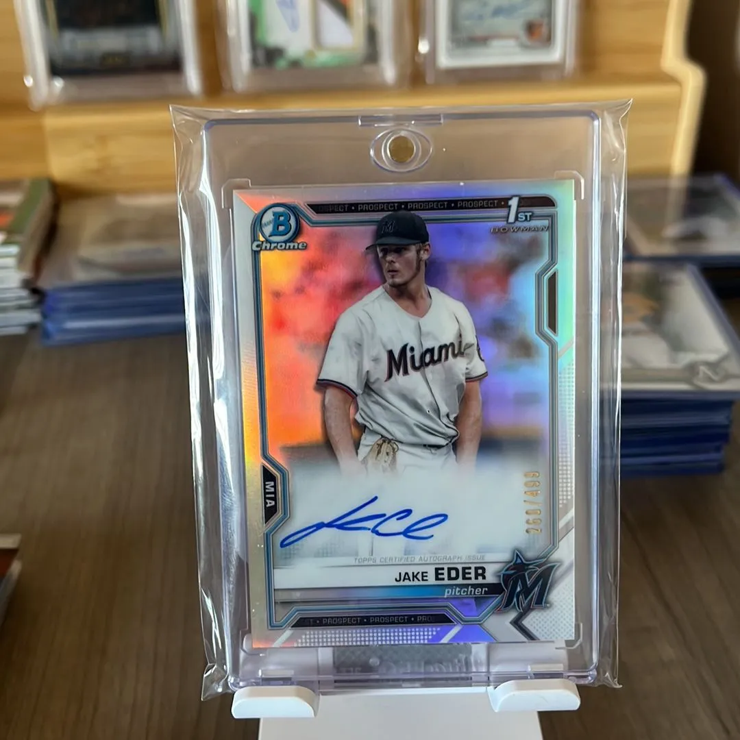Product image for Bowman chrome 1st auto Jake Eder /499