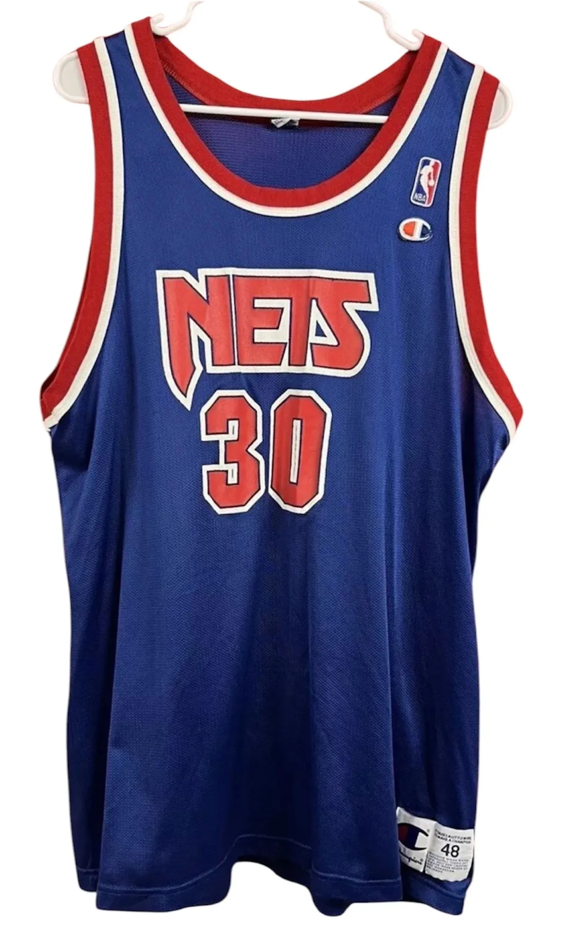 Product image for Vintage New Jersey Nets Kerry Kittles Champion Jersey #30 Mens Size 48 NBA Basketball