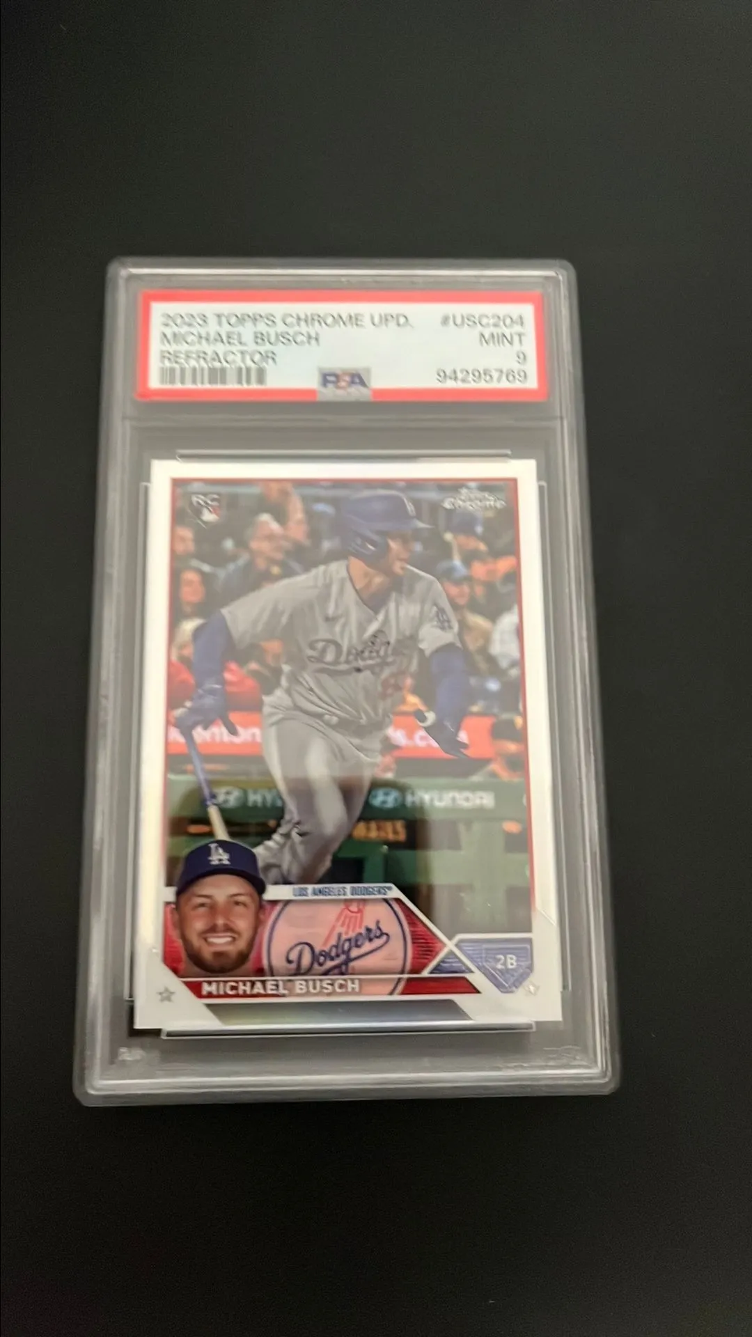 Product image for 2023 Topps Chrome Update Michael Busch USC204 Refractor PSA MINT 9
