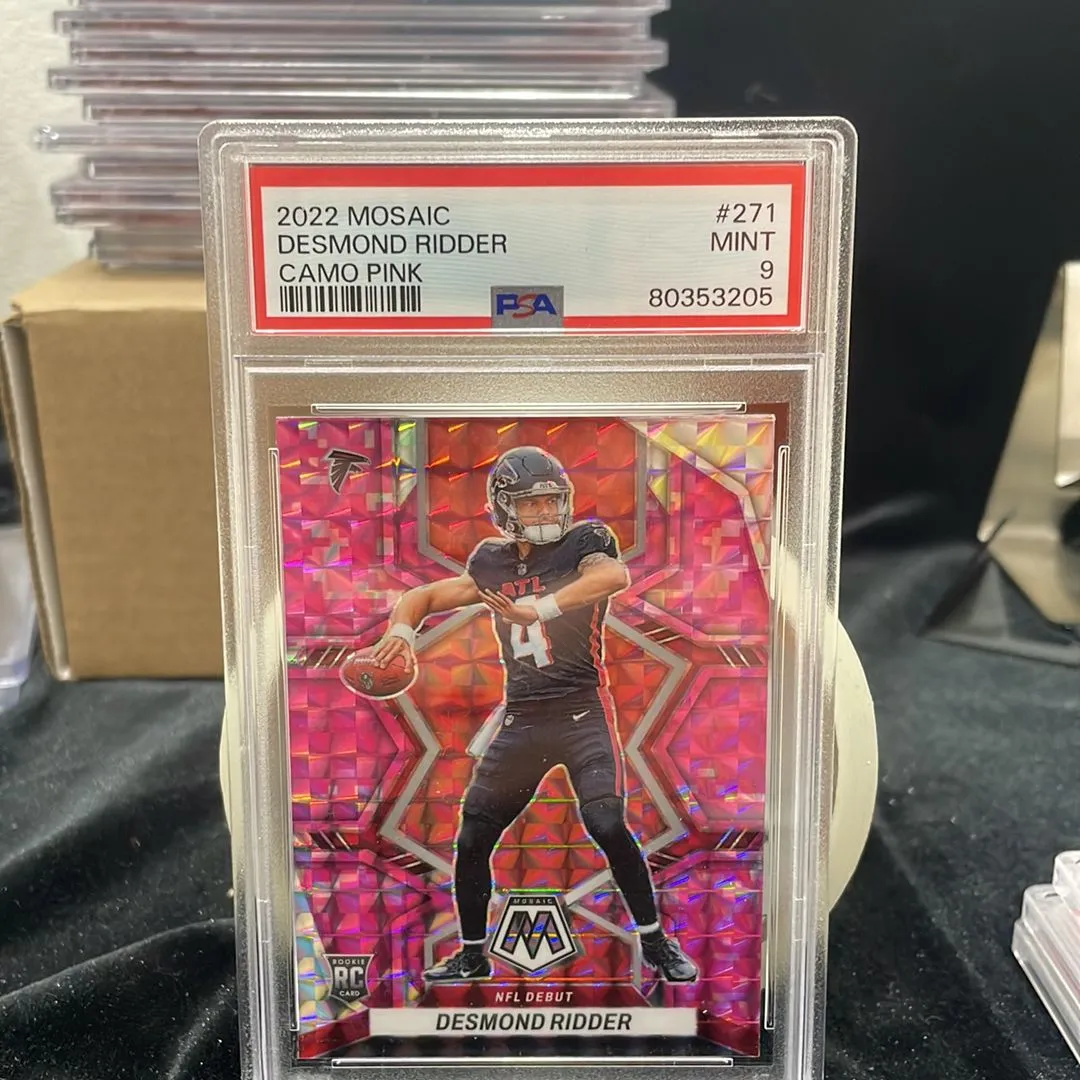 Product image for 2022 Panini Mosaic Desmond Ridder 271 Camo Pink PSA MINT 9