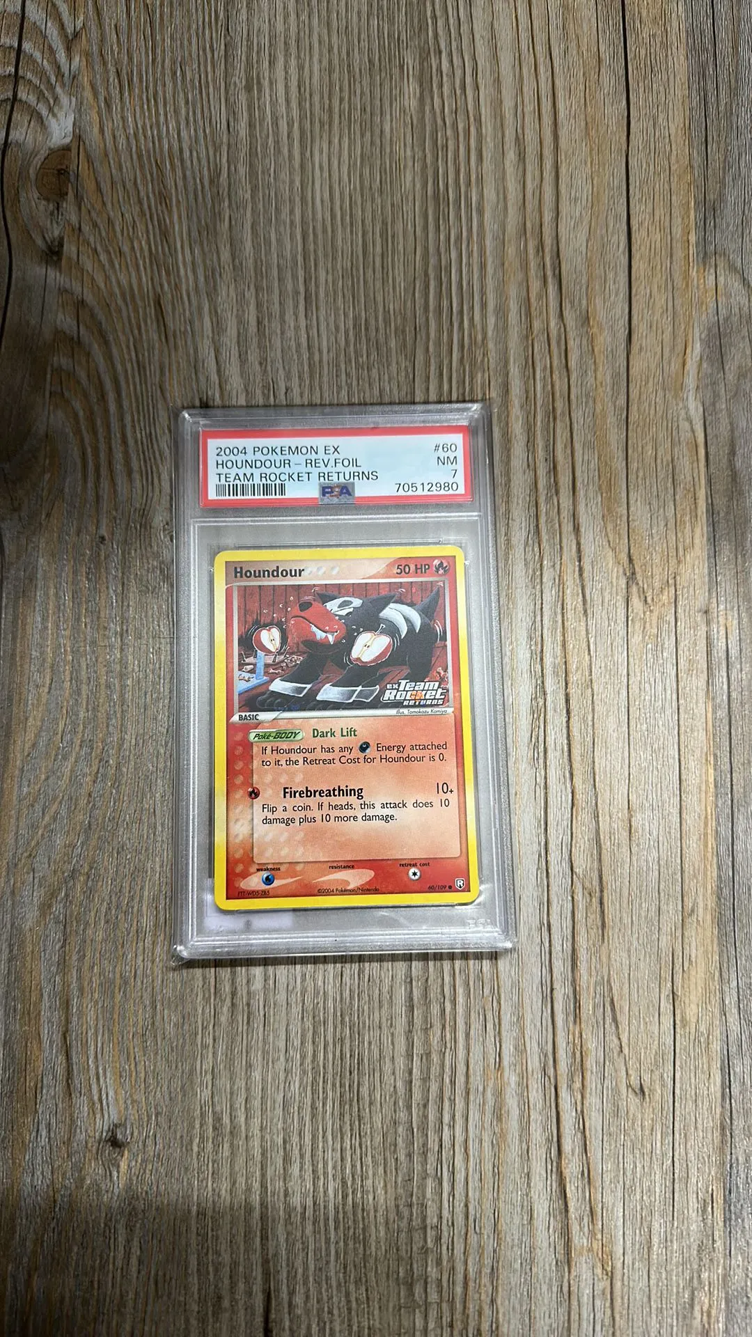 Product image for 2004 Pokemon Ex Team Rocket Returns Houndour-Rev.Foil Team Rocket Returns PSA NM 7