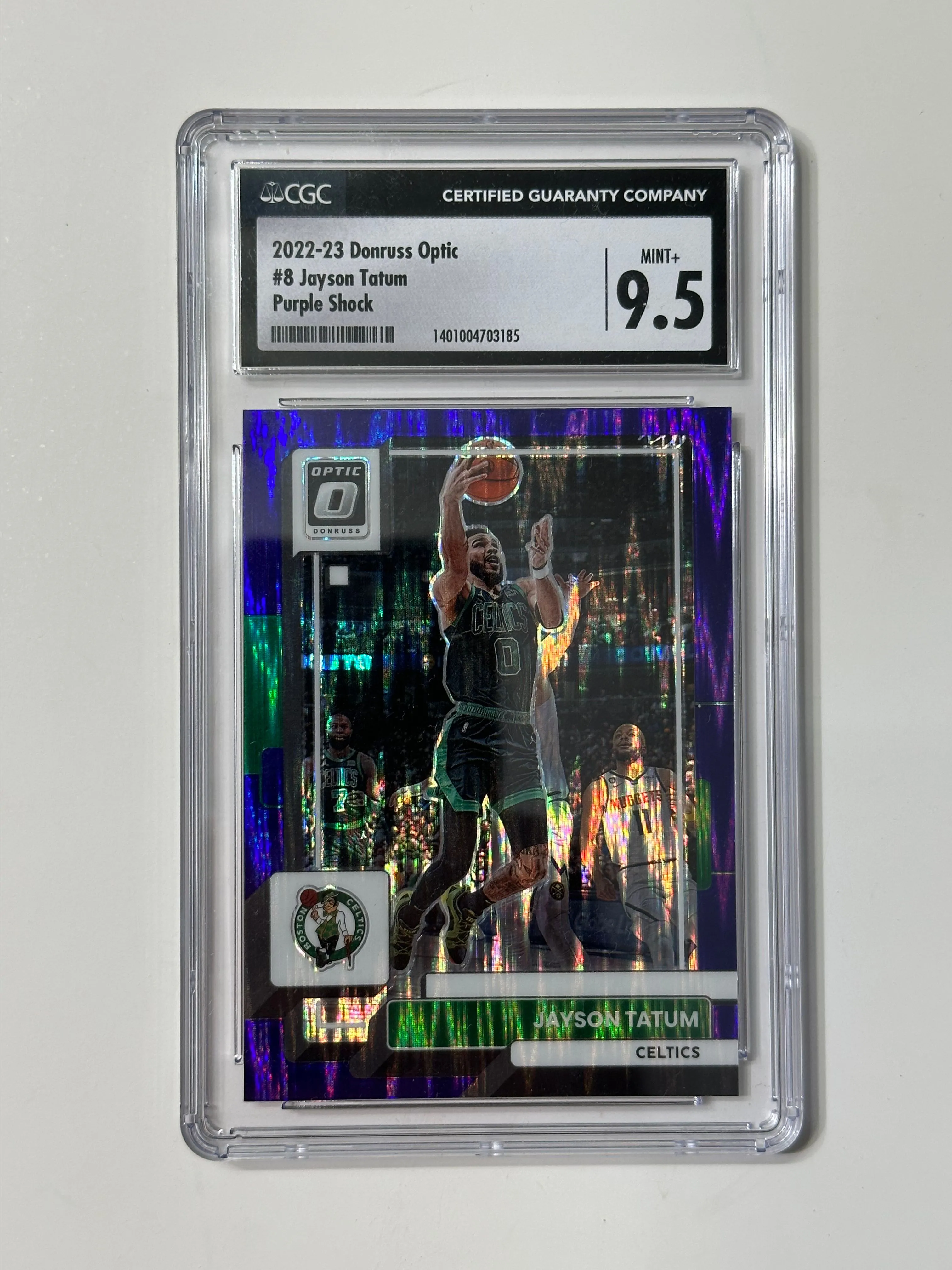 Product image for Jayson Tatum CGC Graded Mint 9.5 Donruss Optic Purple Shock Boston Celtics