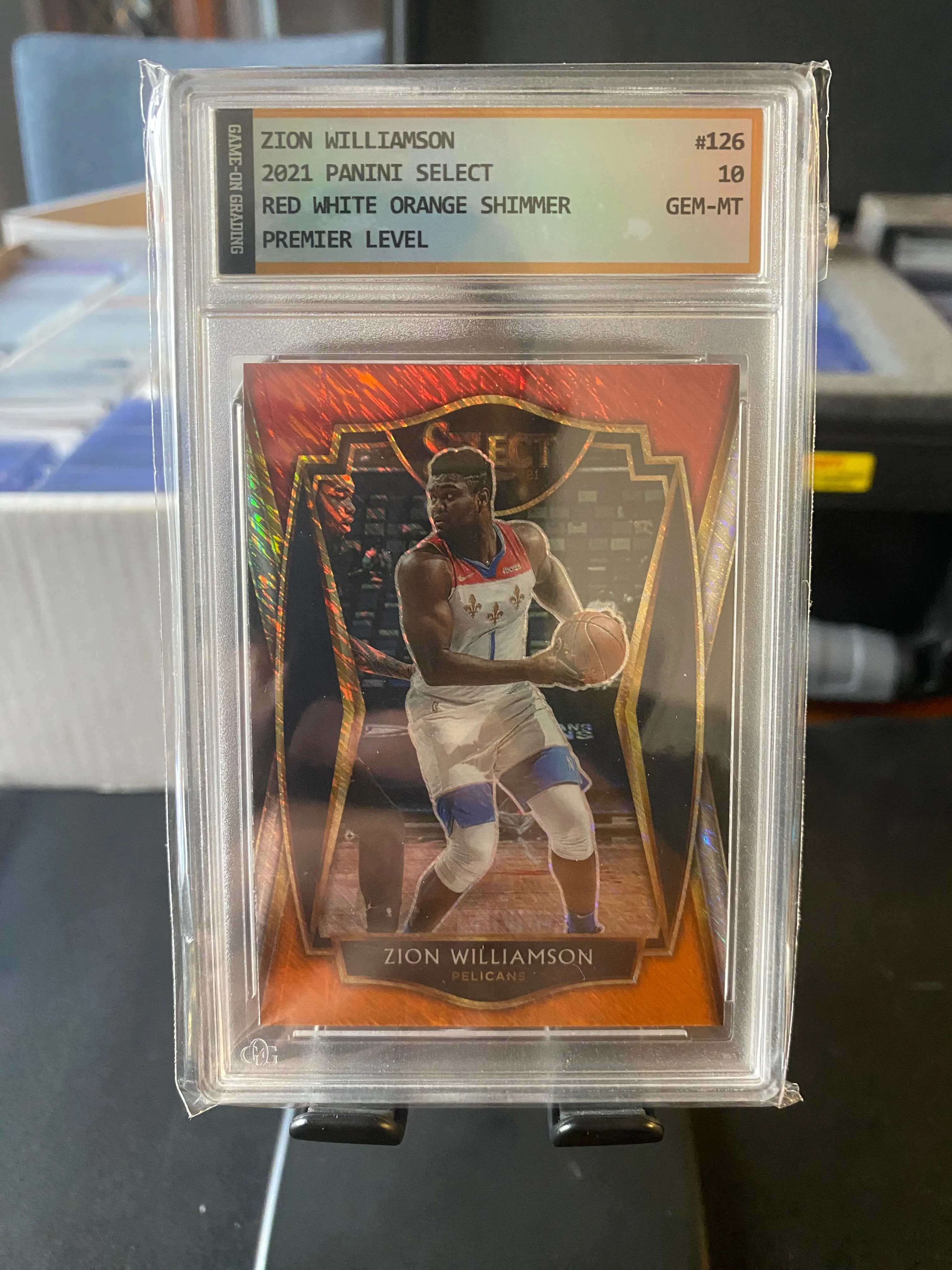 Product image for Zion Red White Orange shimmer graded 10!