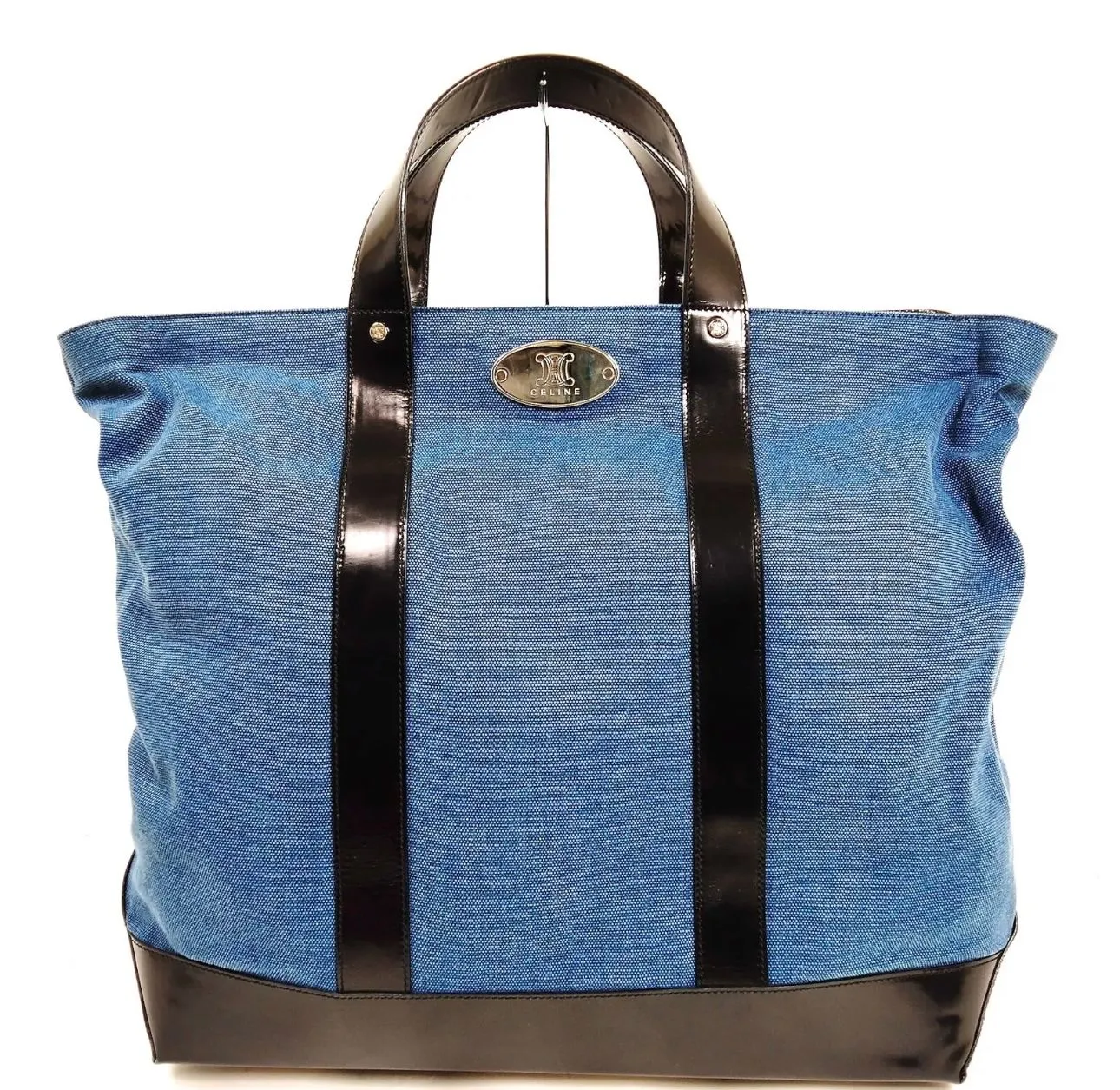 Product image for Celine XL denim and patent leather tote