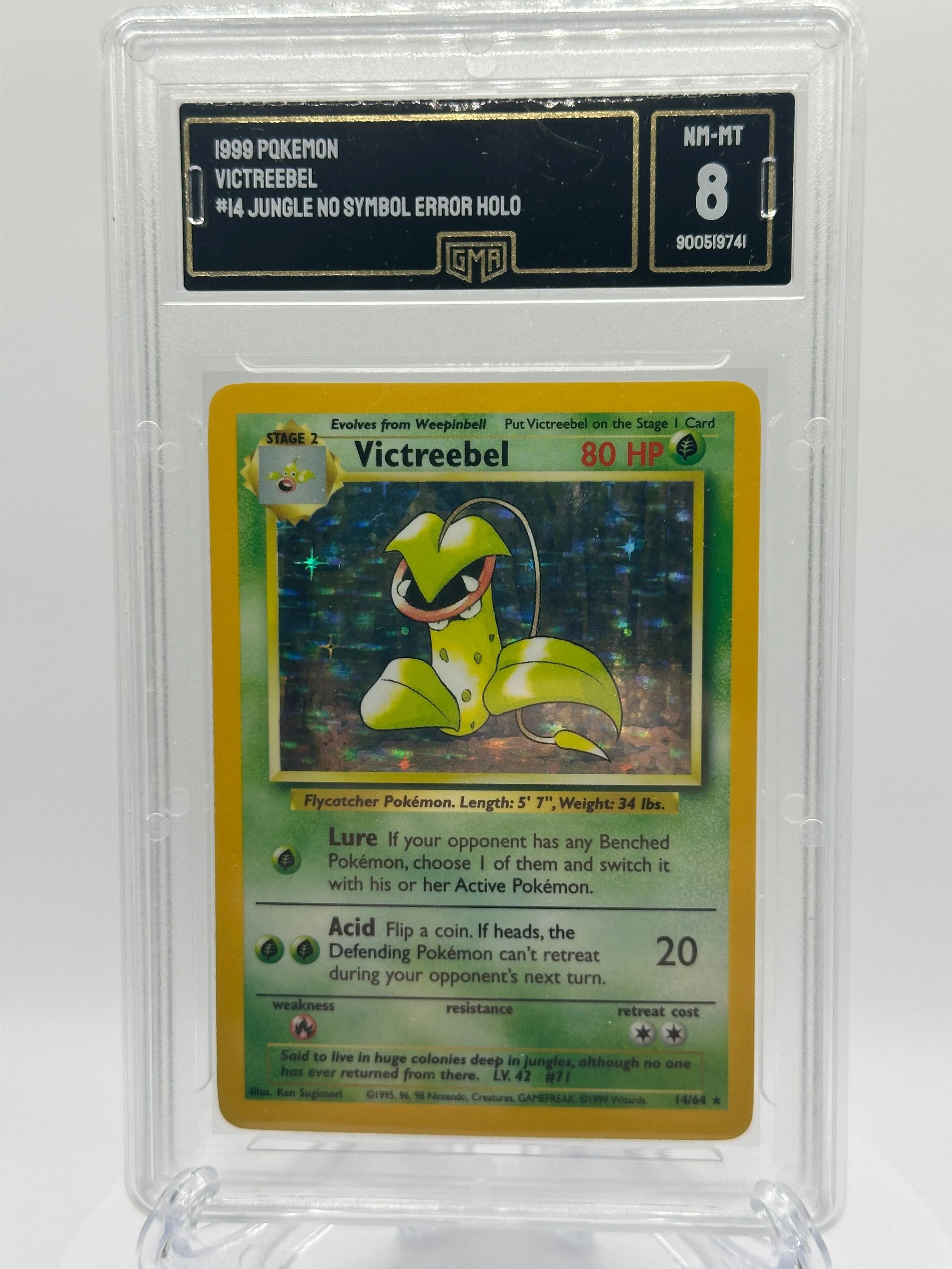 1999 Pokemon Jungle Victreebel Holo (No Symbol Error) 14/64 GMA 8   Whatnot: Shop, Sell, Connect