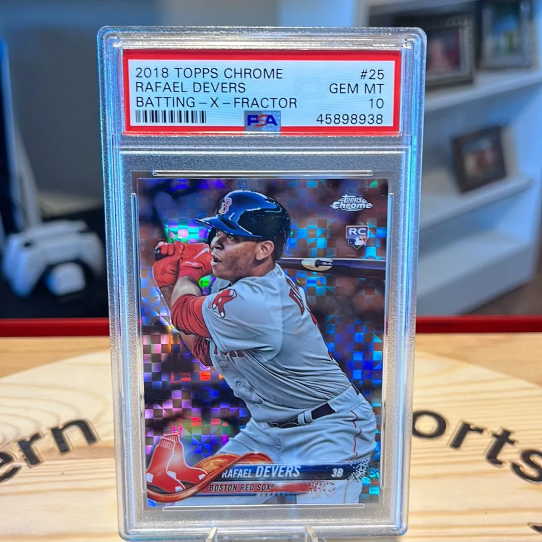 Product image for 2018 Topps Chrome Rafael Devers 25 Batting-X-Fractor PSA GEM MT 10