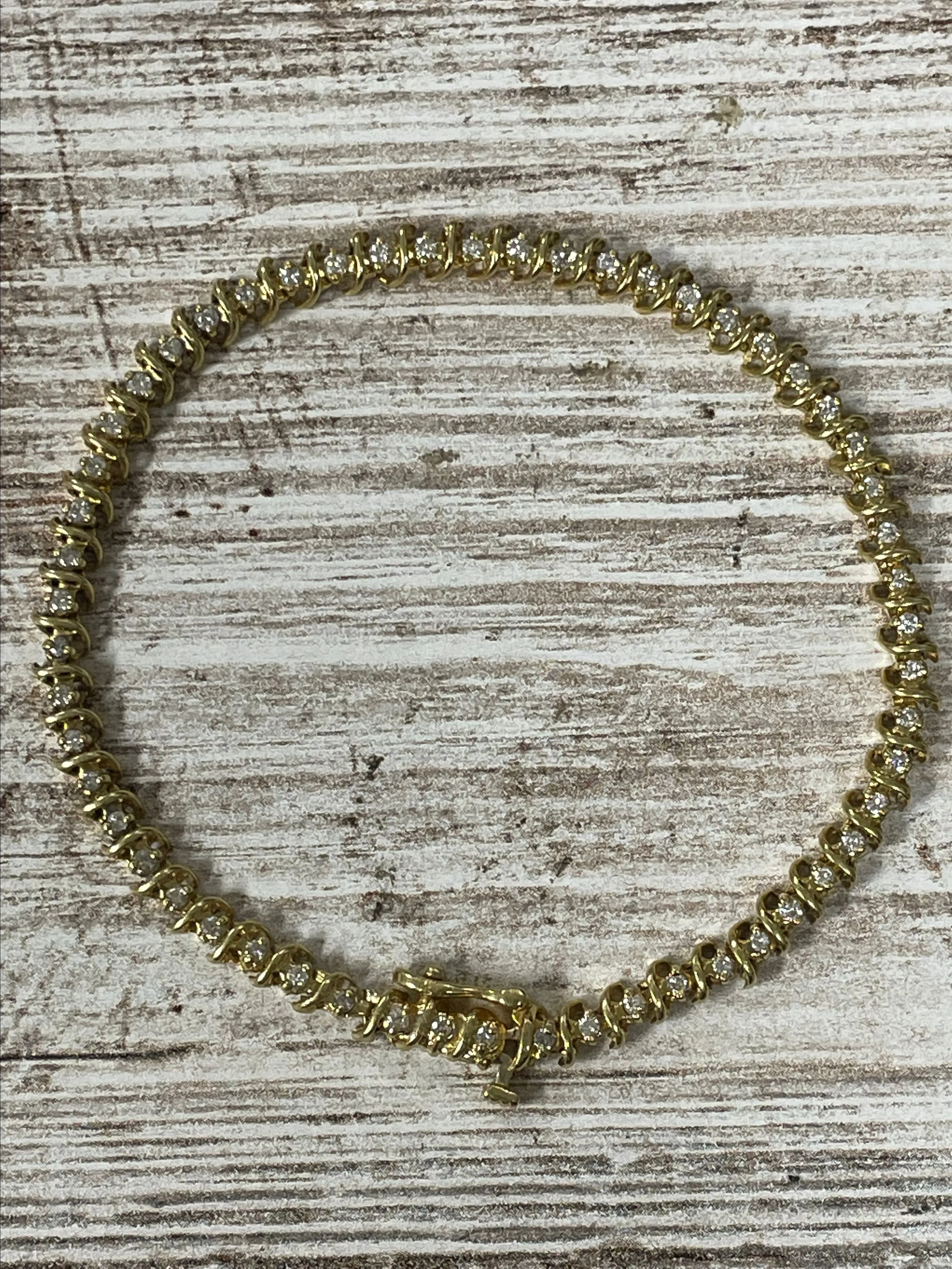 Product image for 18K Gold & Diamond S Link Tennis Bracelet -8” Long