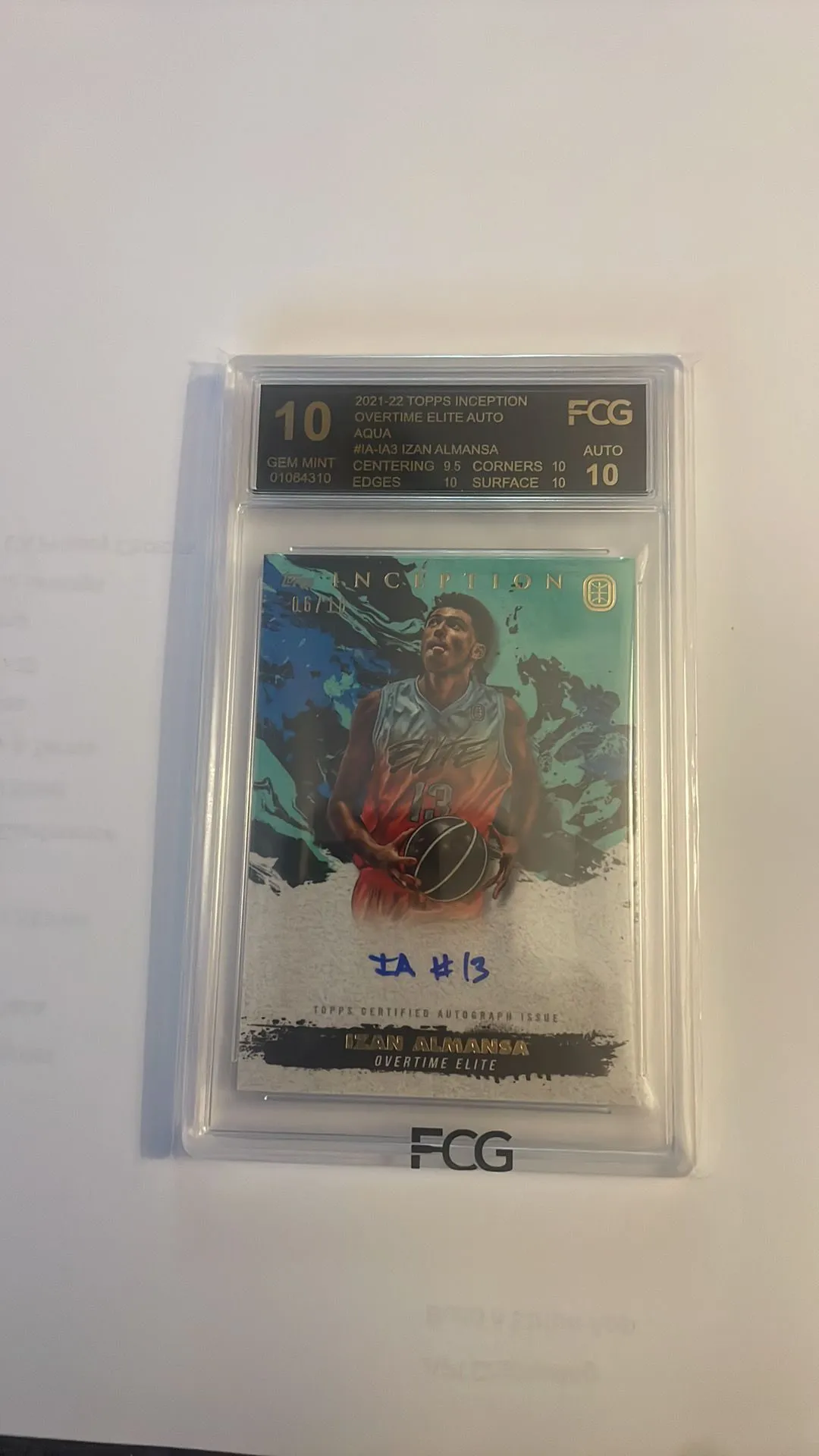 Product image for 2021-22 Topps Inception OTE Auto Aqua Izan Almansa 06/10