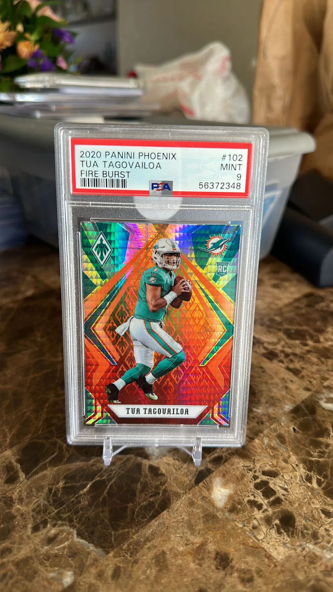 Product image for 2020 Panini Phoenix Tua Tagovailoa 102 Fire Burst PSA MINT 9
