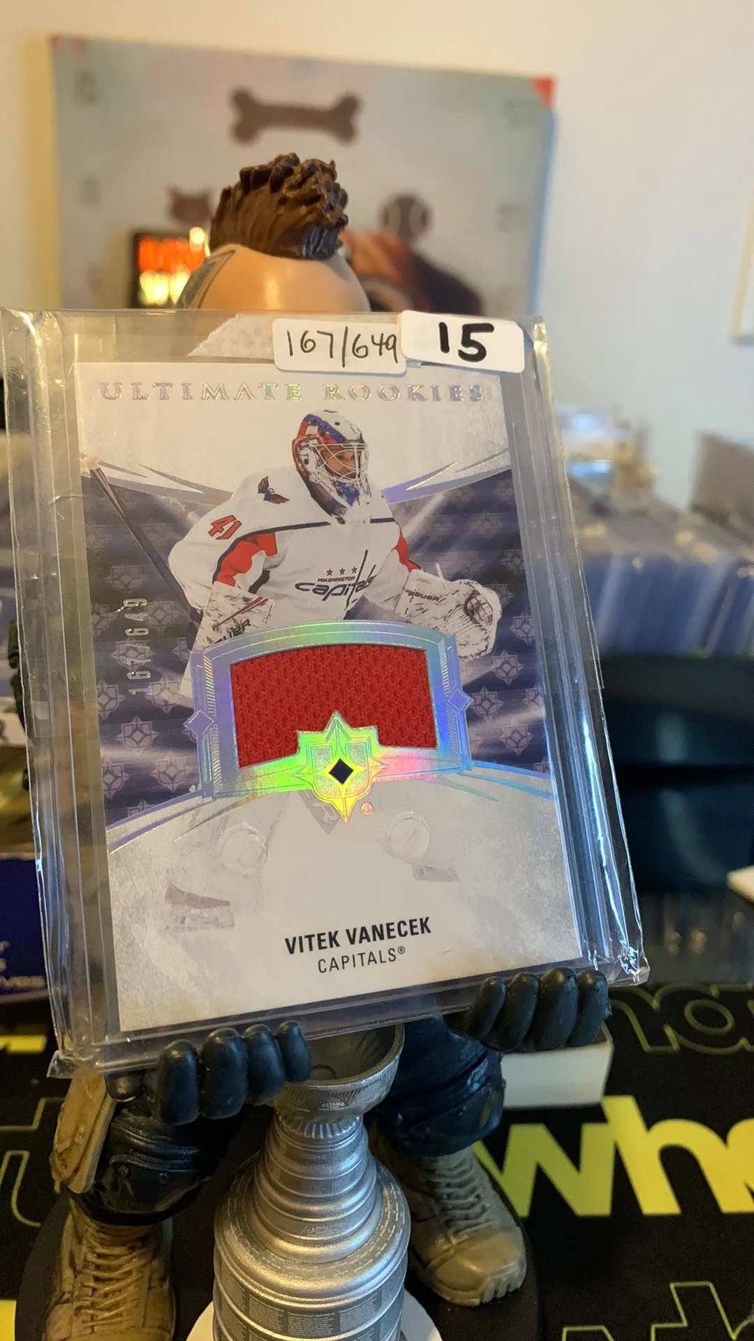 Product image for Vitek Vanecek Ultimate Rookies /649 player worn rookie jersey patch
