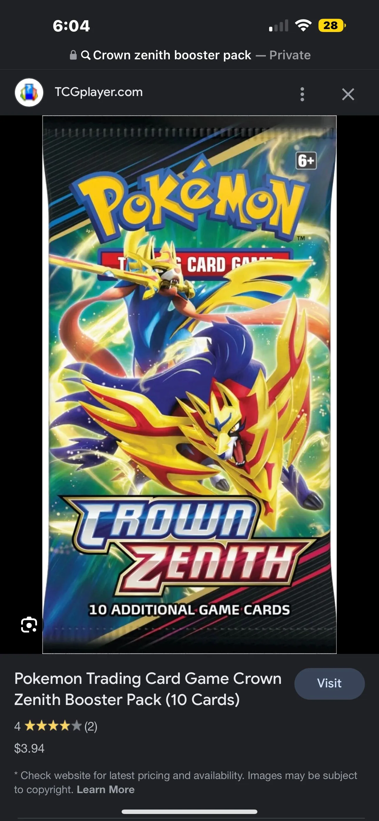 Product image for Crown zenith TCG