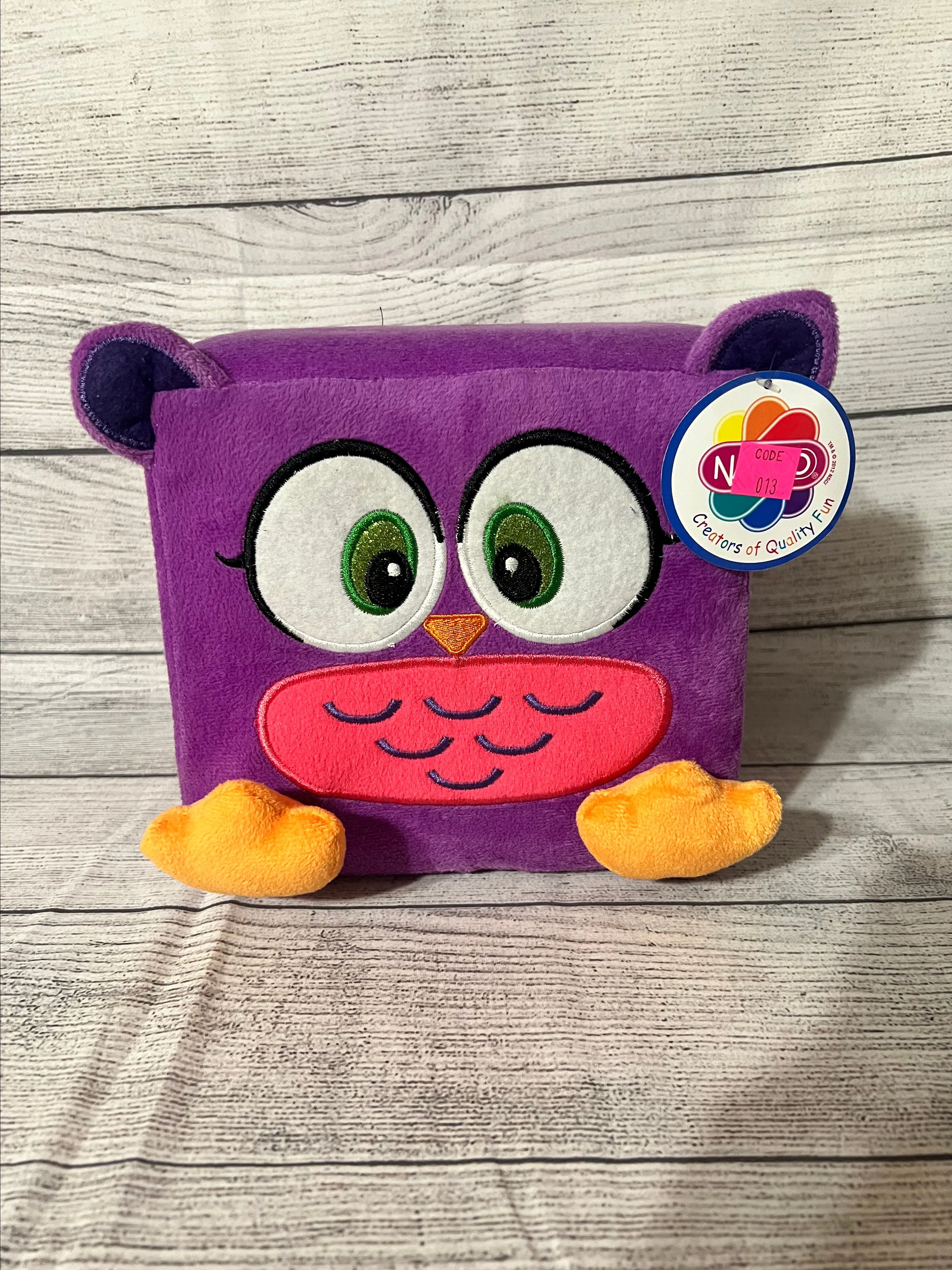 Product image for NANCO Furby 8"x7"  Square Foam Animal Toy Pillow Pink Purple With Tush Tag Owl