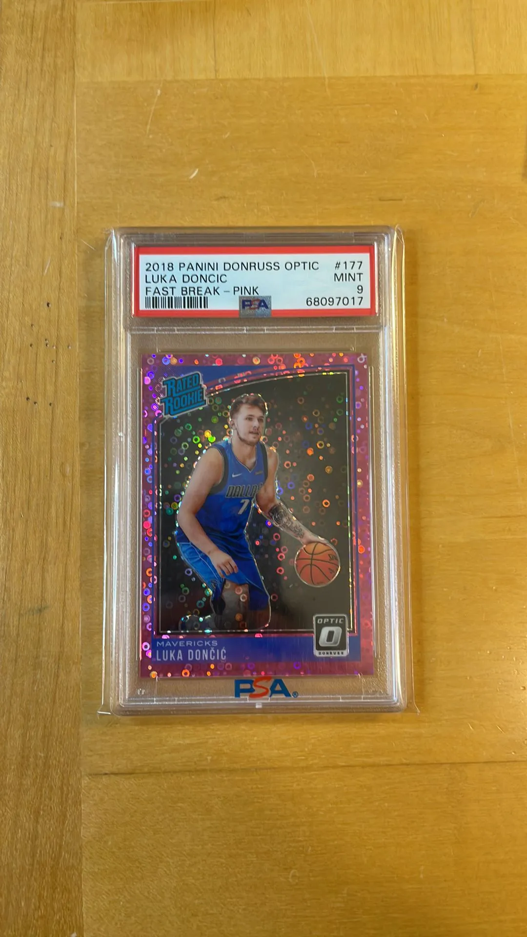 Product image for 2018 Panini Donruss Optic Luka Doncic 177 Fast Break-Pink PSA MINT 9