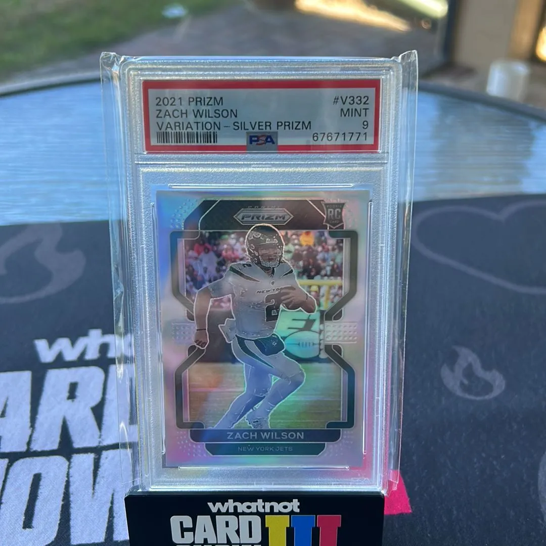 Product image for 2021 Panini Prizm Zach Wilson V332 Variation-Silver Prizm PSA MINT 9