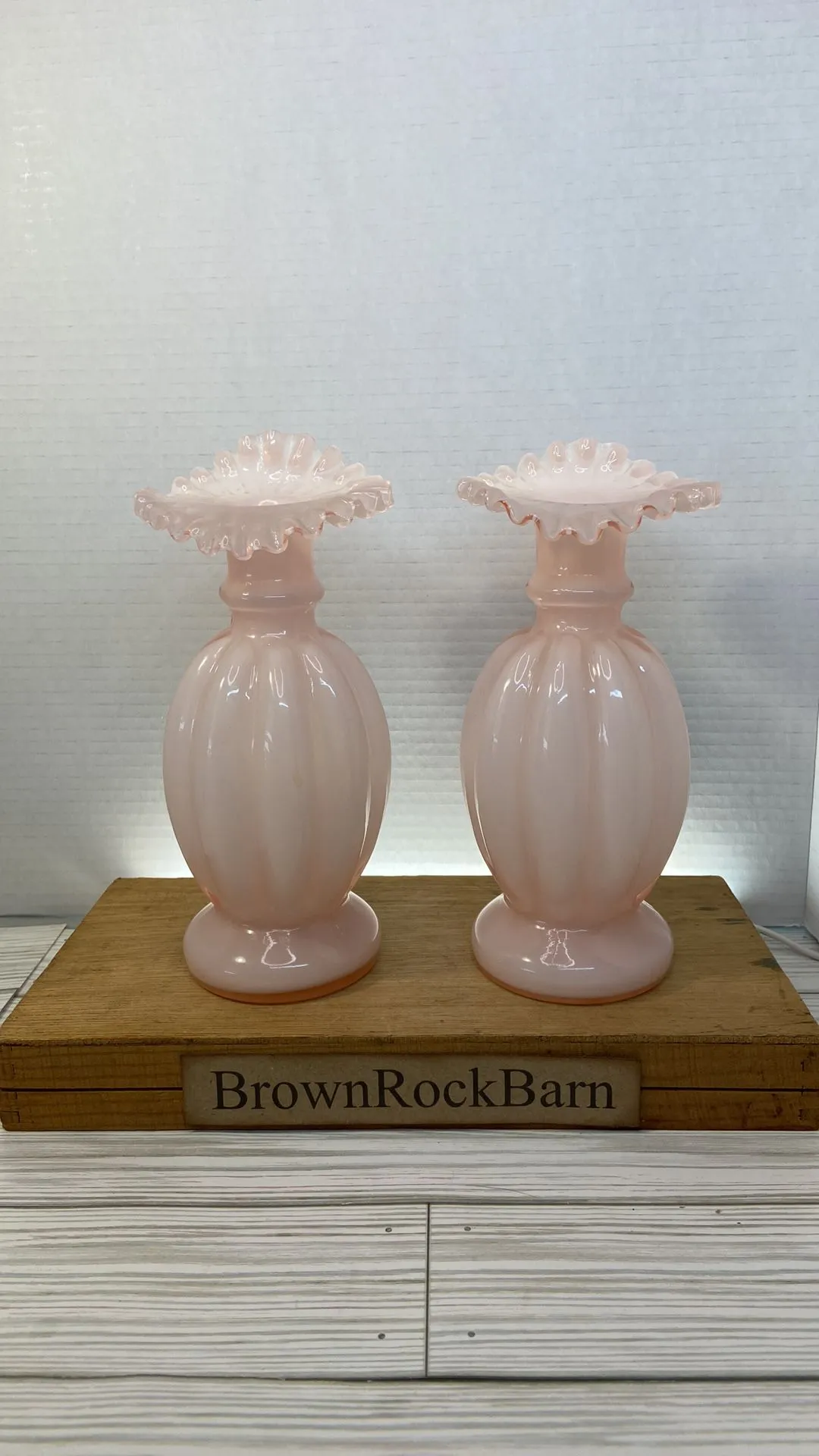 Product image for Pair of Fenton melon vases