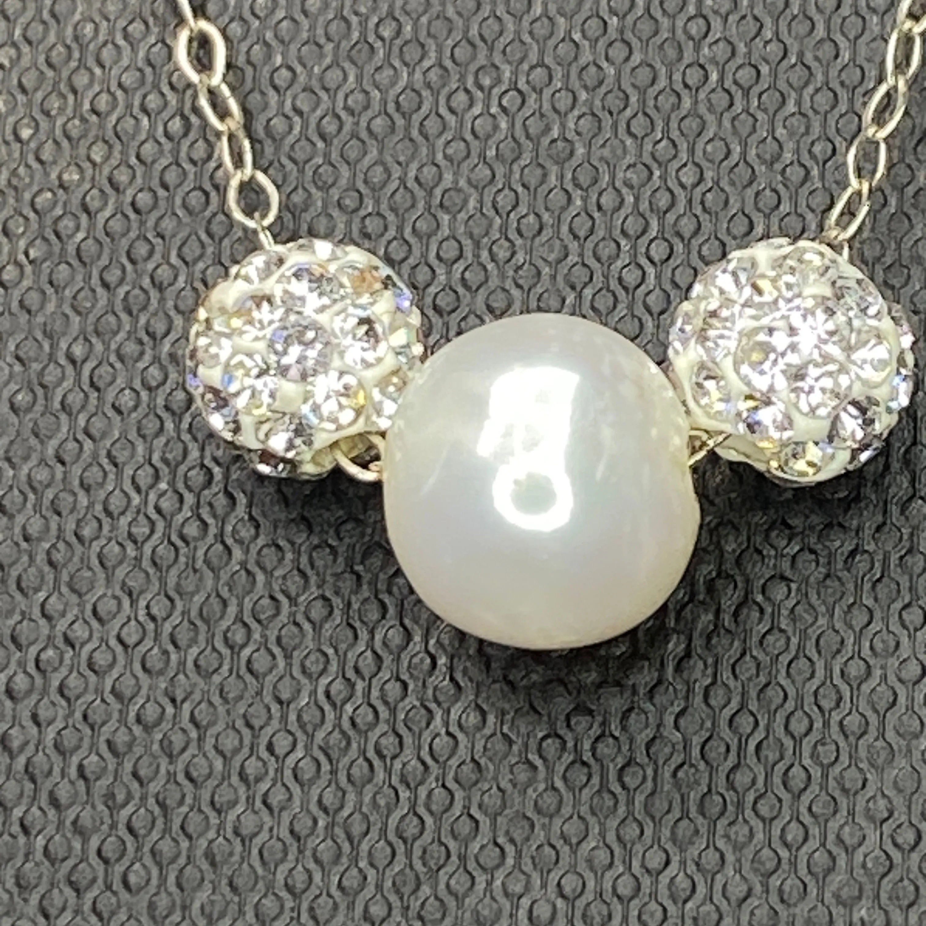 Product image for A593 Sterling Silver 925 Pearl and Crystal Fireballs Pendant Necklace